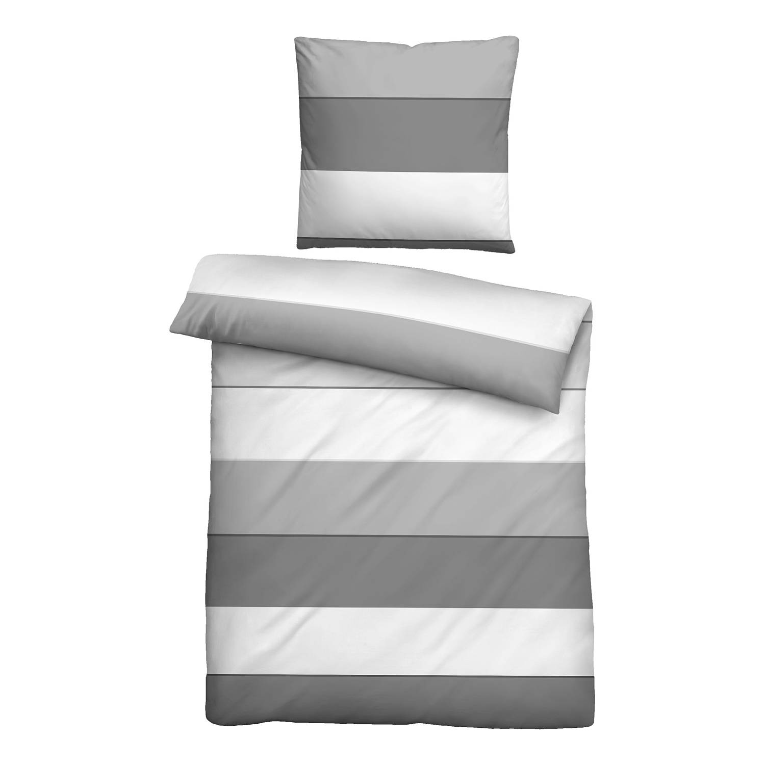Bettwäsche Baumwolle Grau 135 x 200 cm Kissen 80 x 80 cm