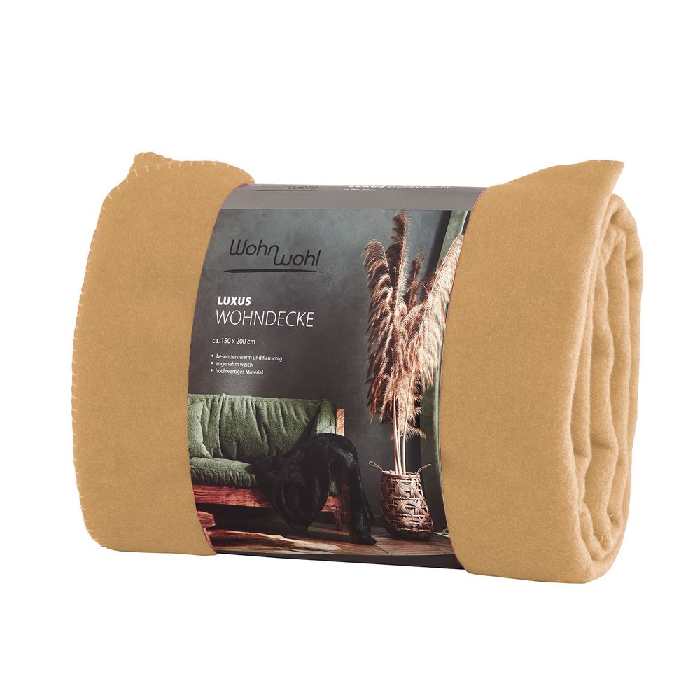 Wohndecke aus Visco Fleece Beige