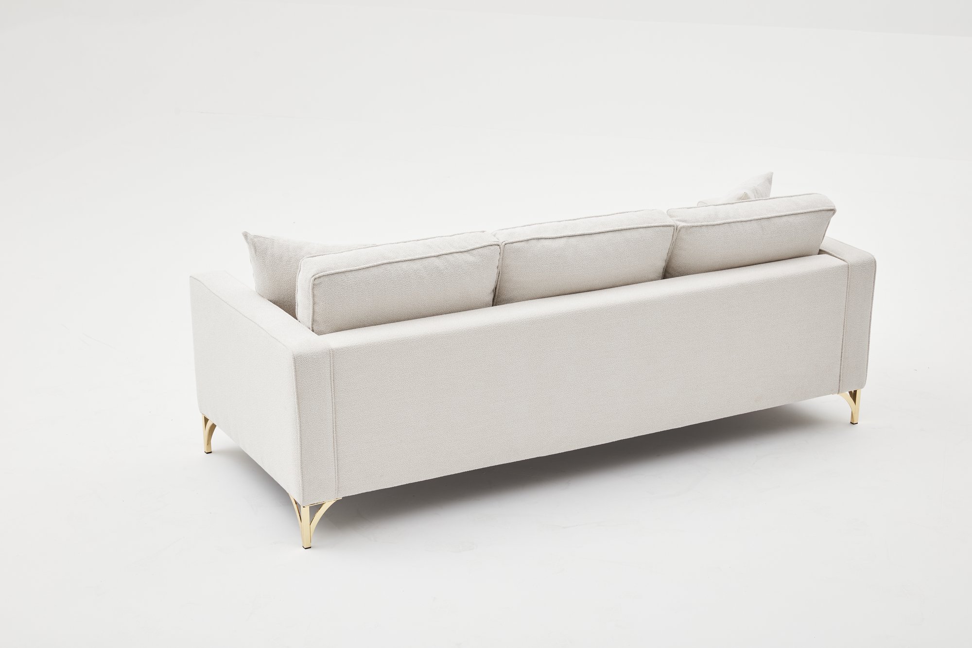 Lima Sofa 3-Sitzer Creme mit goldenen Beinen