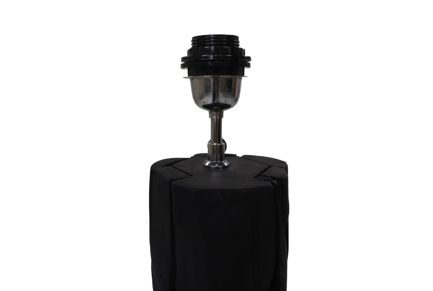 Runde Tischlampe Teakholz Schwarz