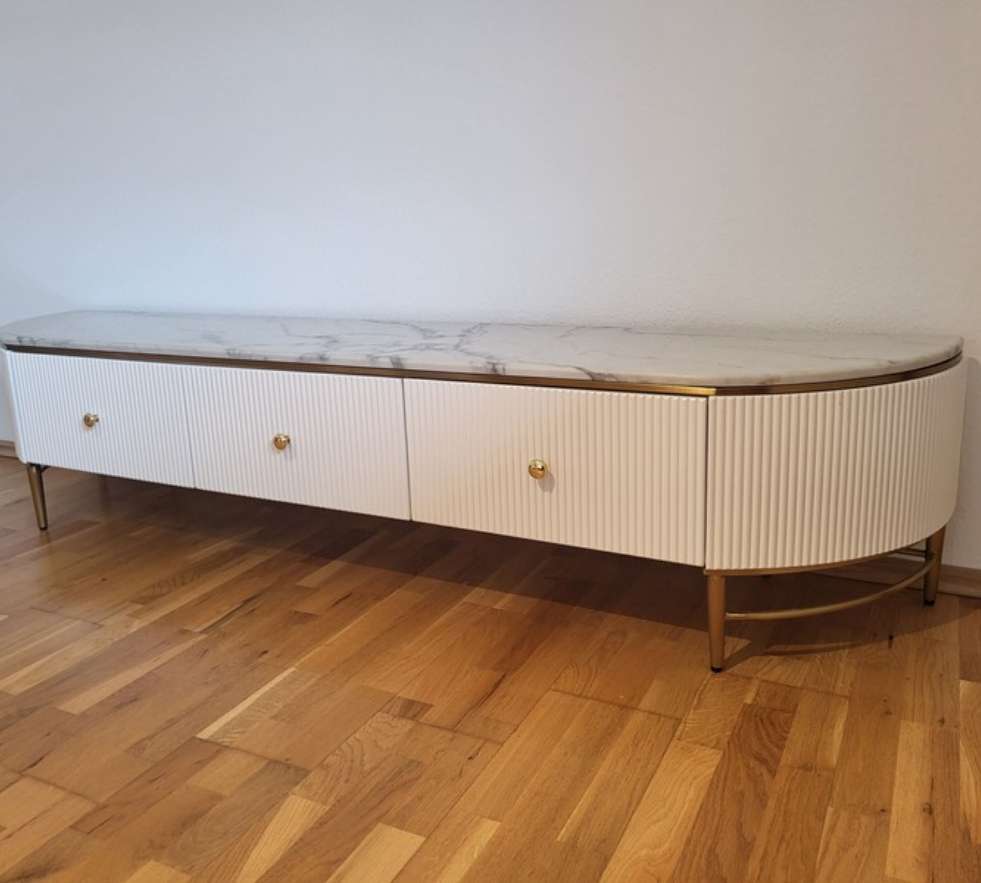 Lowboard Marmor Holz Weiß