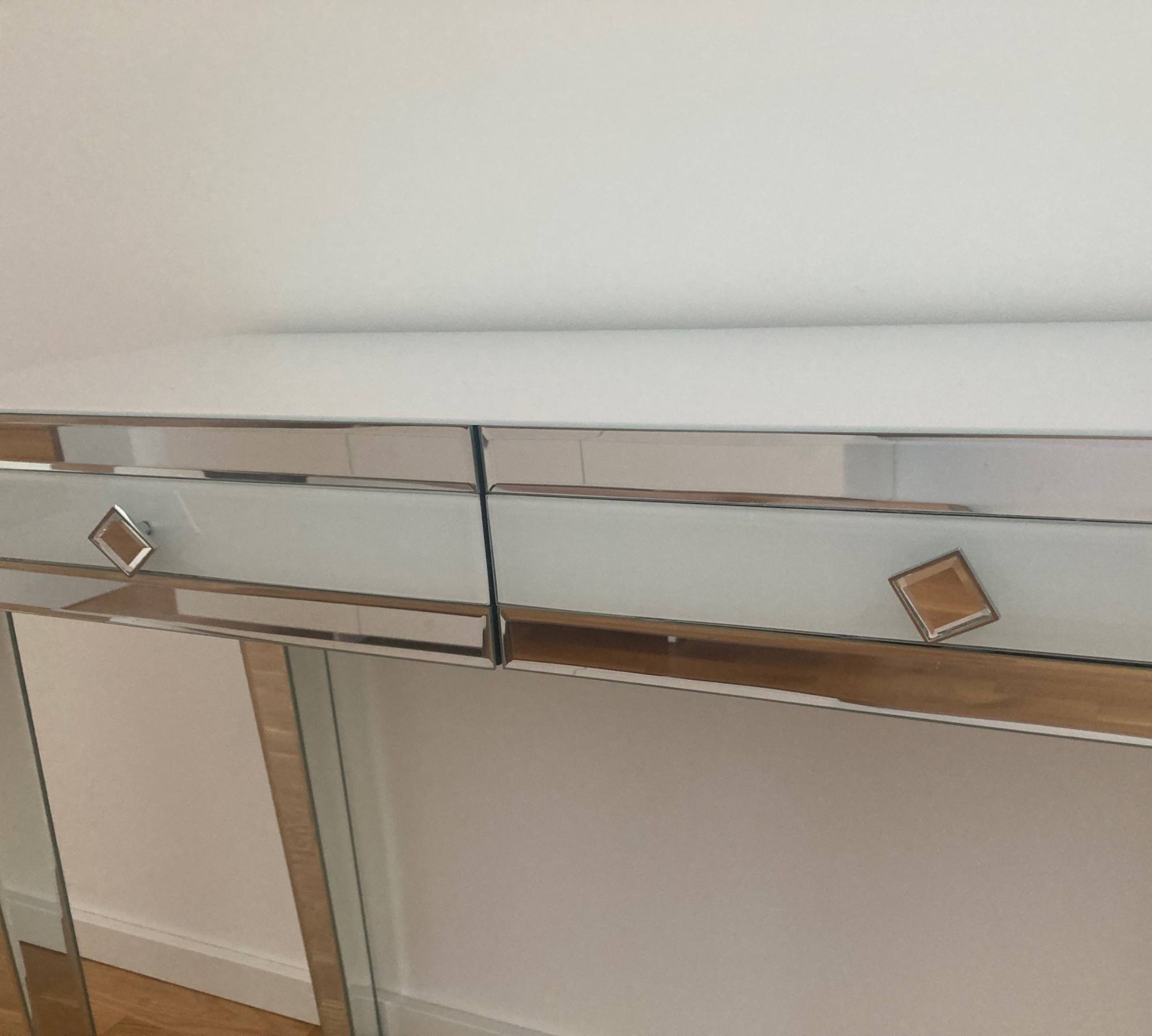Sideboard Verspiegelt Glas Weiß
