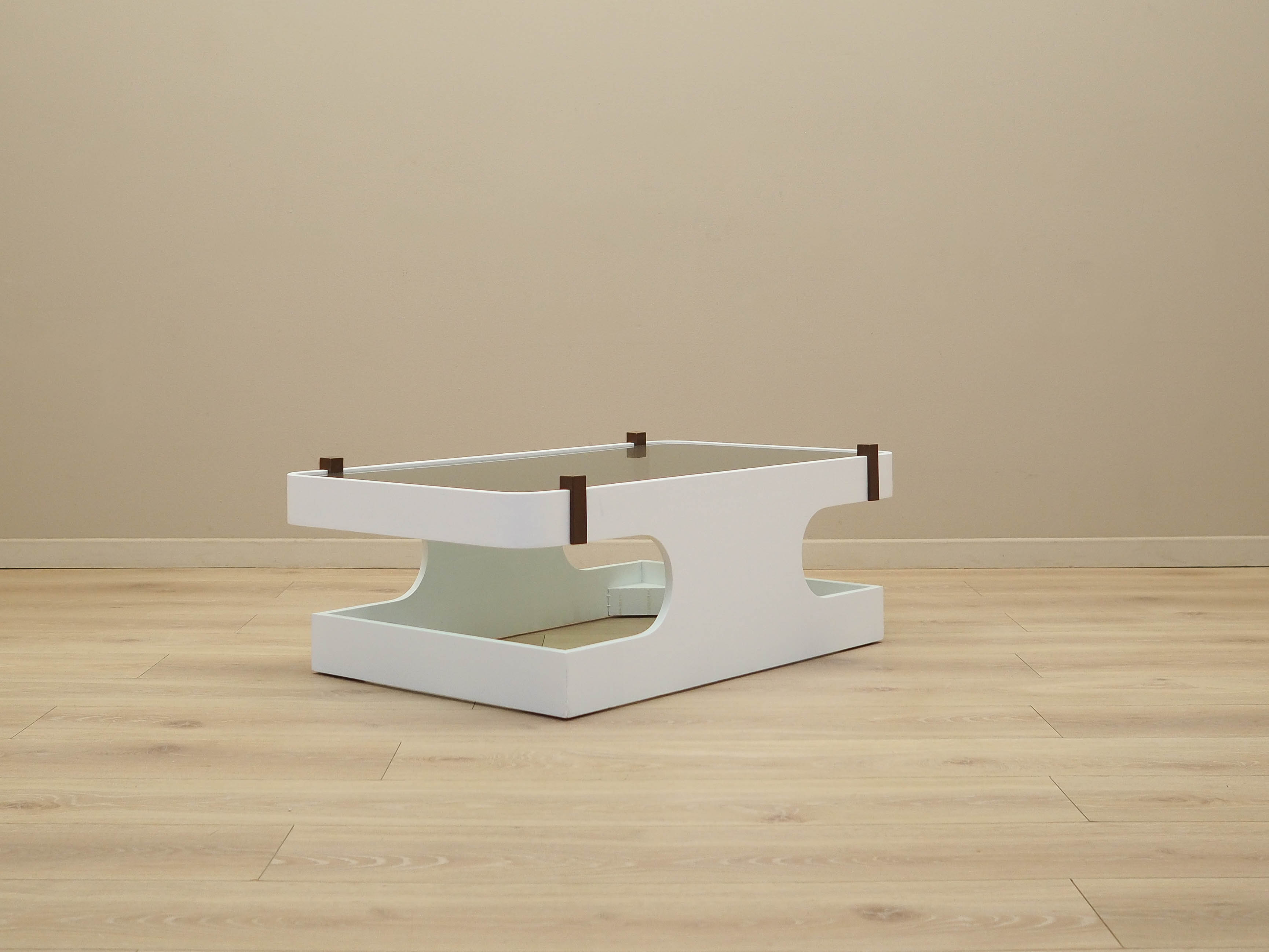 Kaffeetisch Glas Weiß 1970er Jahre