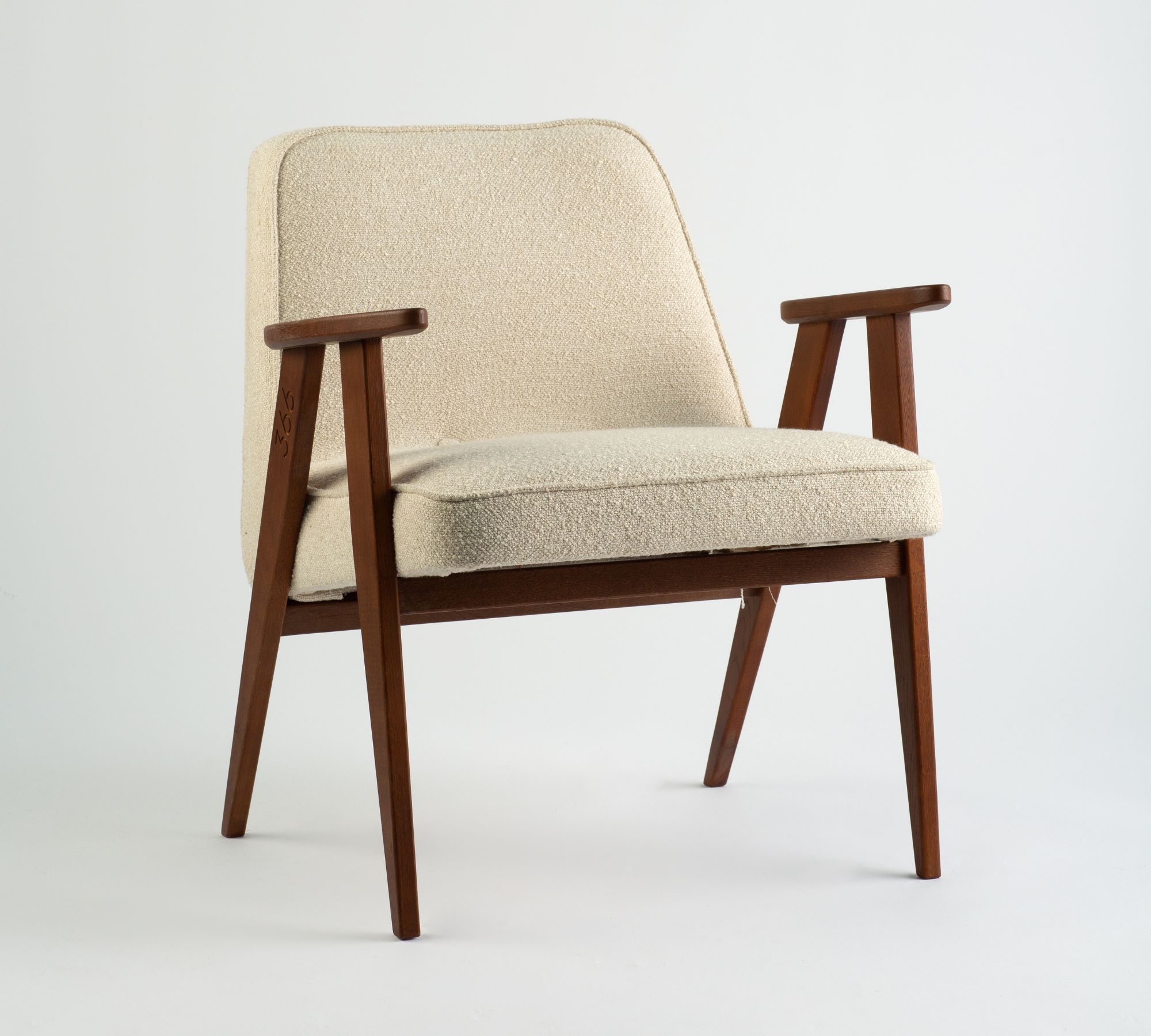 366 Sessel Holz Bouclé Weiß