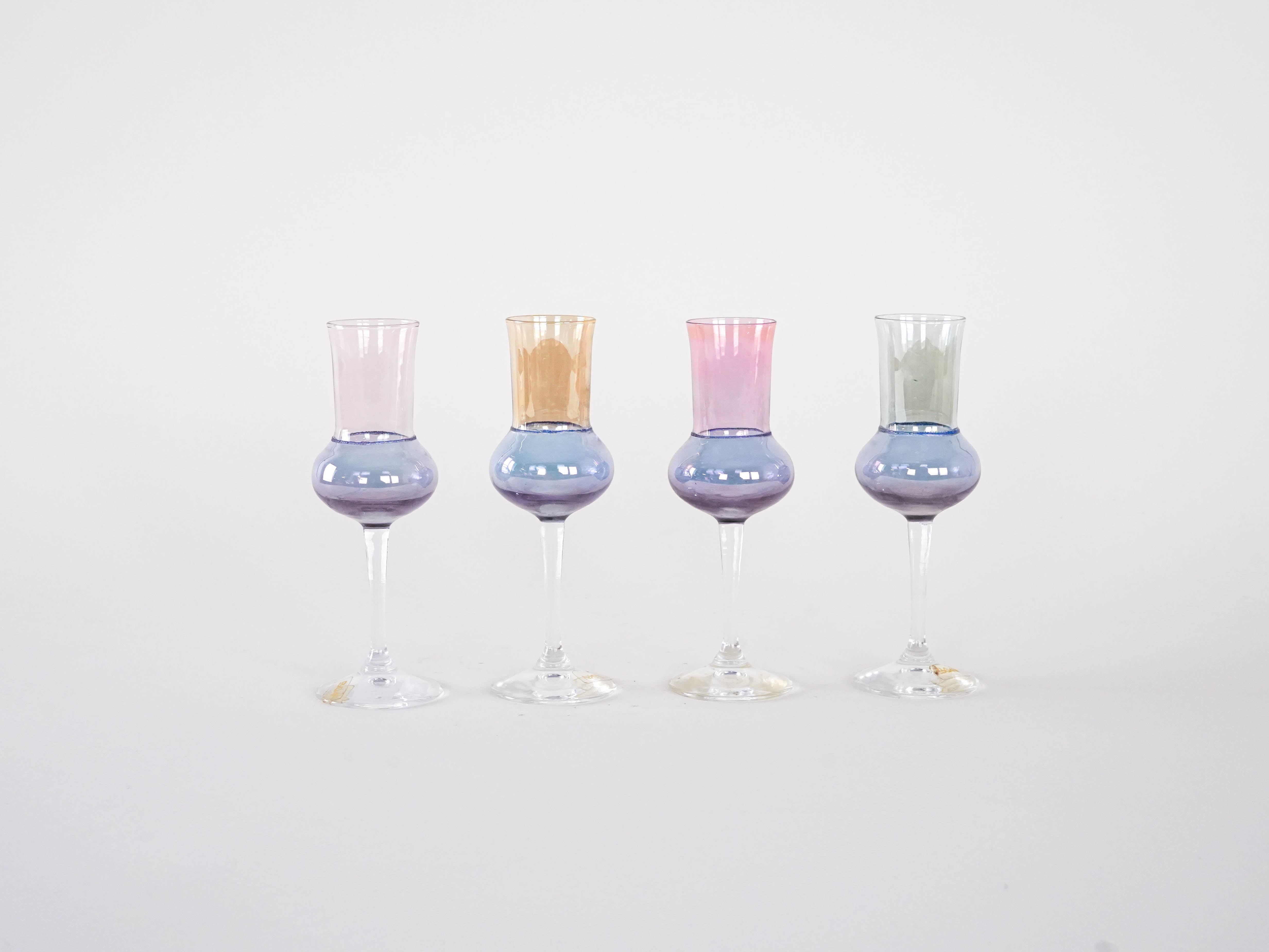 Glass set pastel colors 1970s