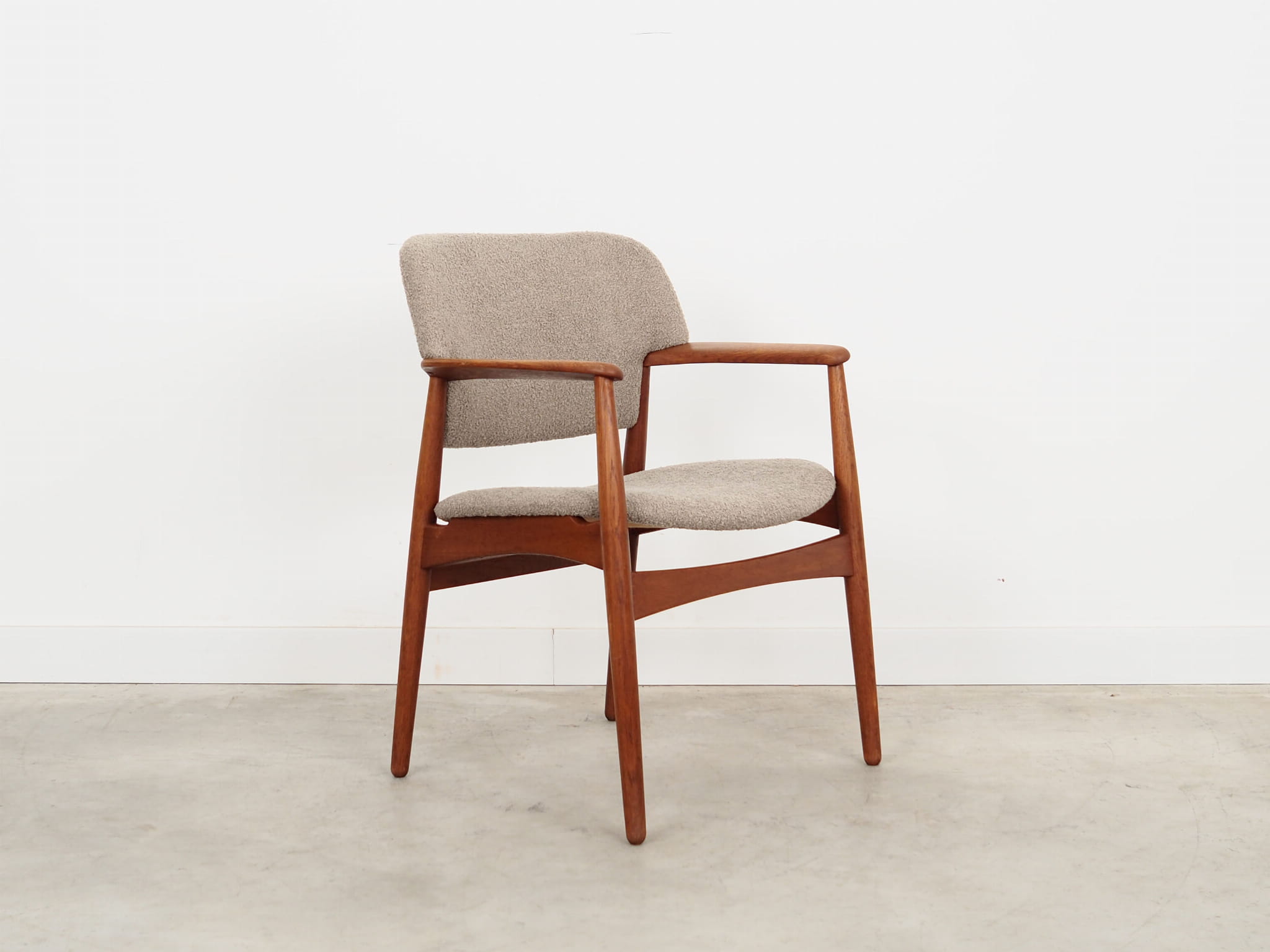 Vintage Chair Teak Wood Textile Grey 1960s