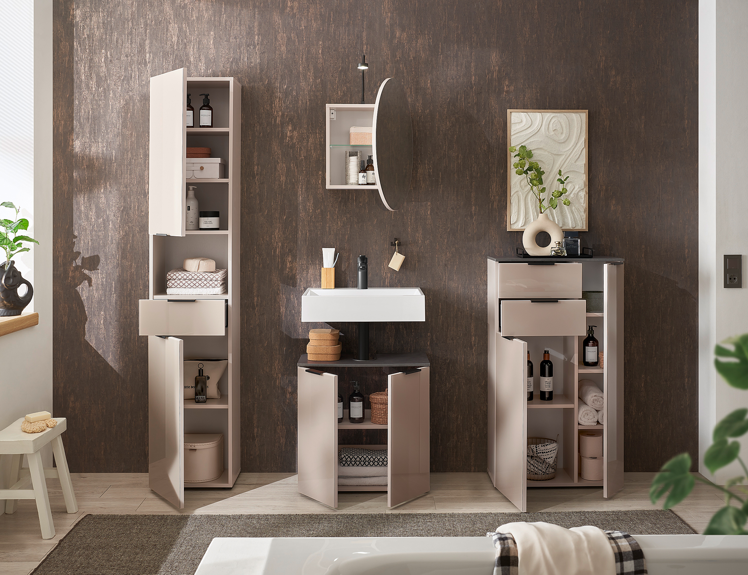 Niselia Waschbeckenunterschrank 2 Türen Kaschmir