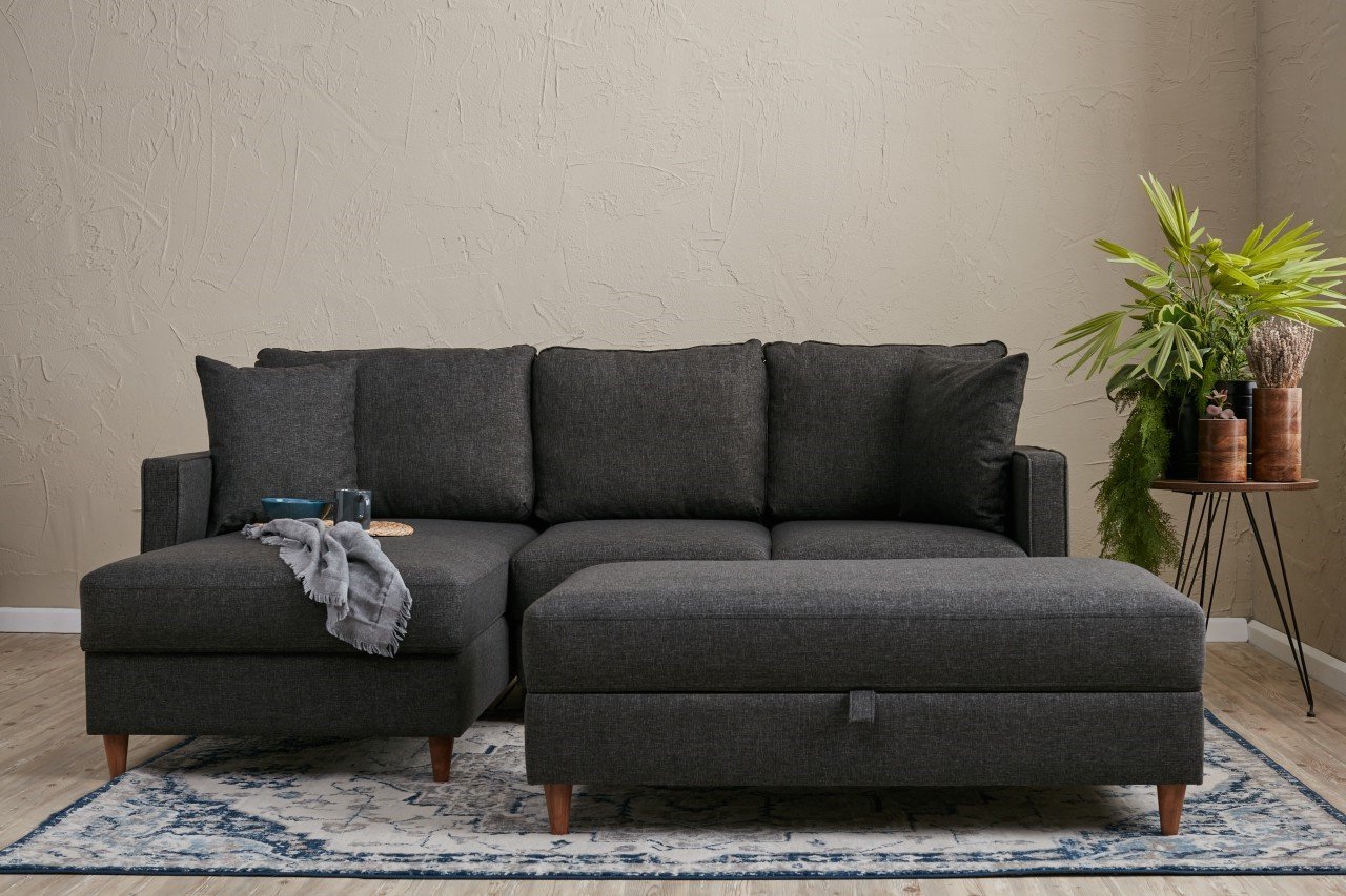 Sofa Récamiere Links Textil Anthrazit