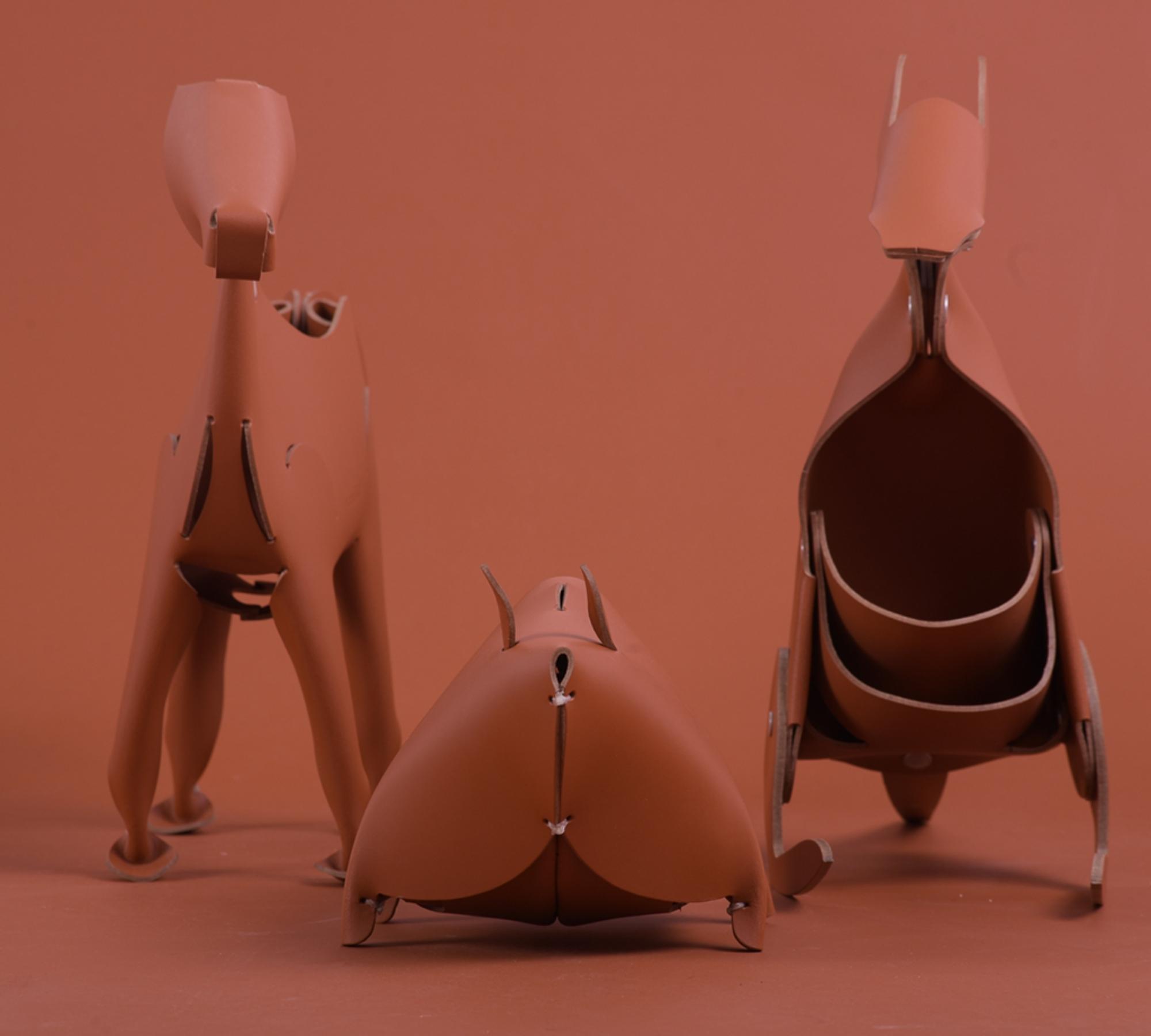 Sparschwein aus 100% Recyceltem Leder aus Spanien Braun