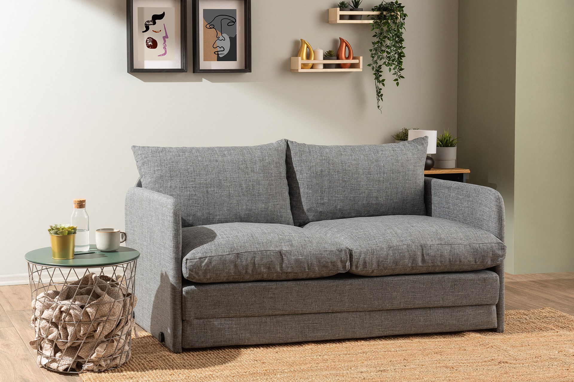 Saga Xl Sofa bed 2-seater light grey