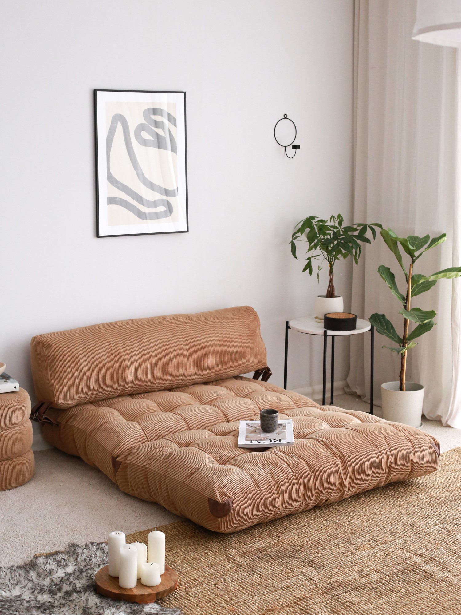 Fold Kadife 2 Schlafsofa 2-Sitzer Camel