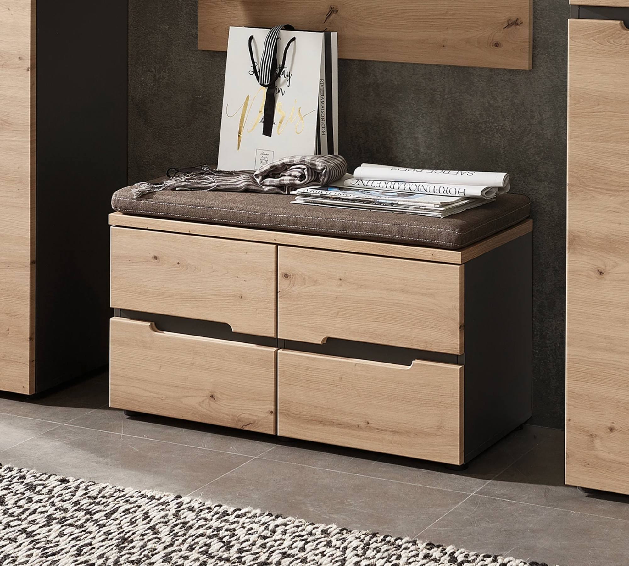 Garderobenbank Eiche Artisan inkl Sitzkissen