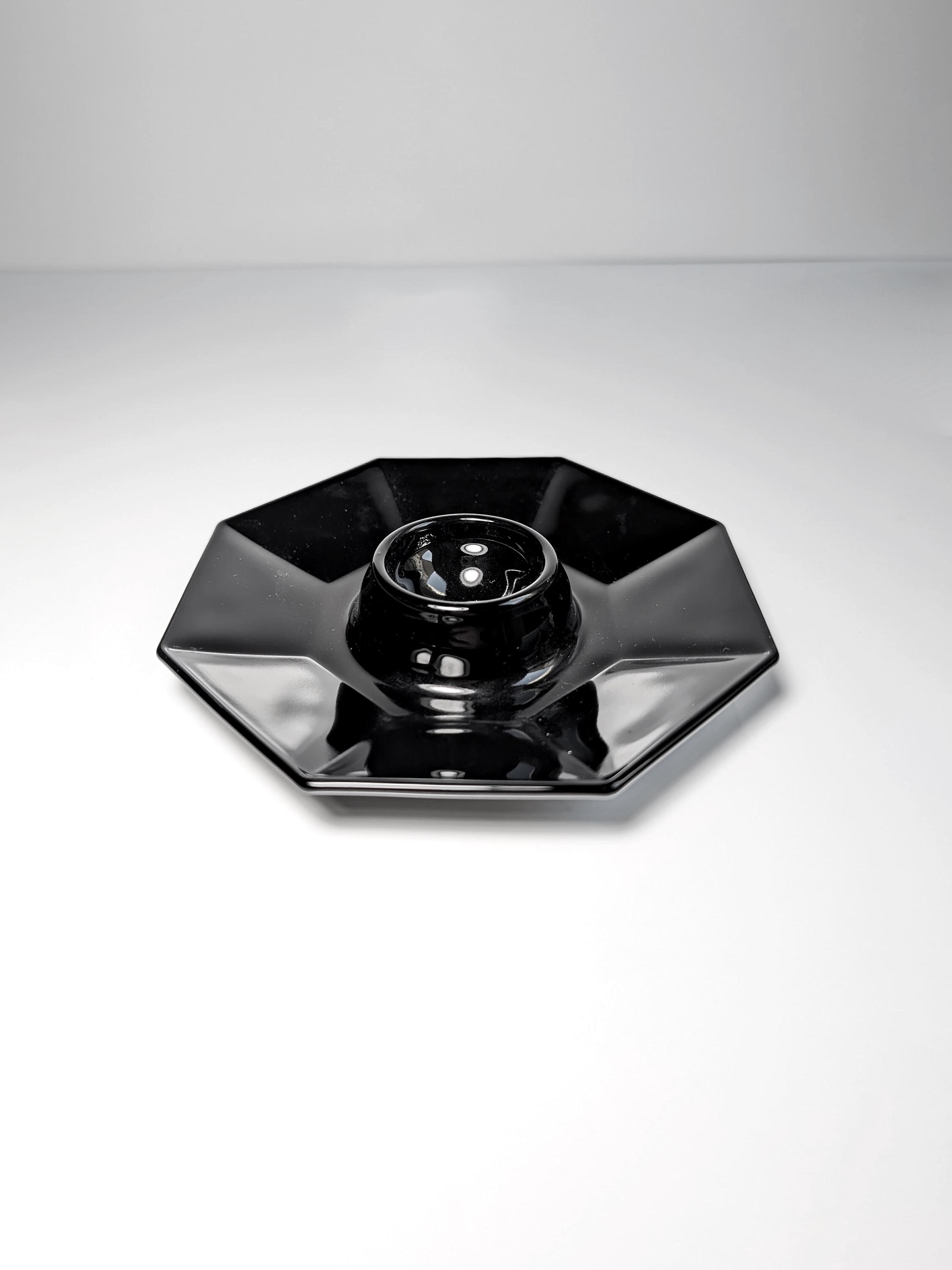 5x Octime Eierbecher Schwarz Glas 1980er Jahre