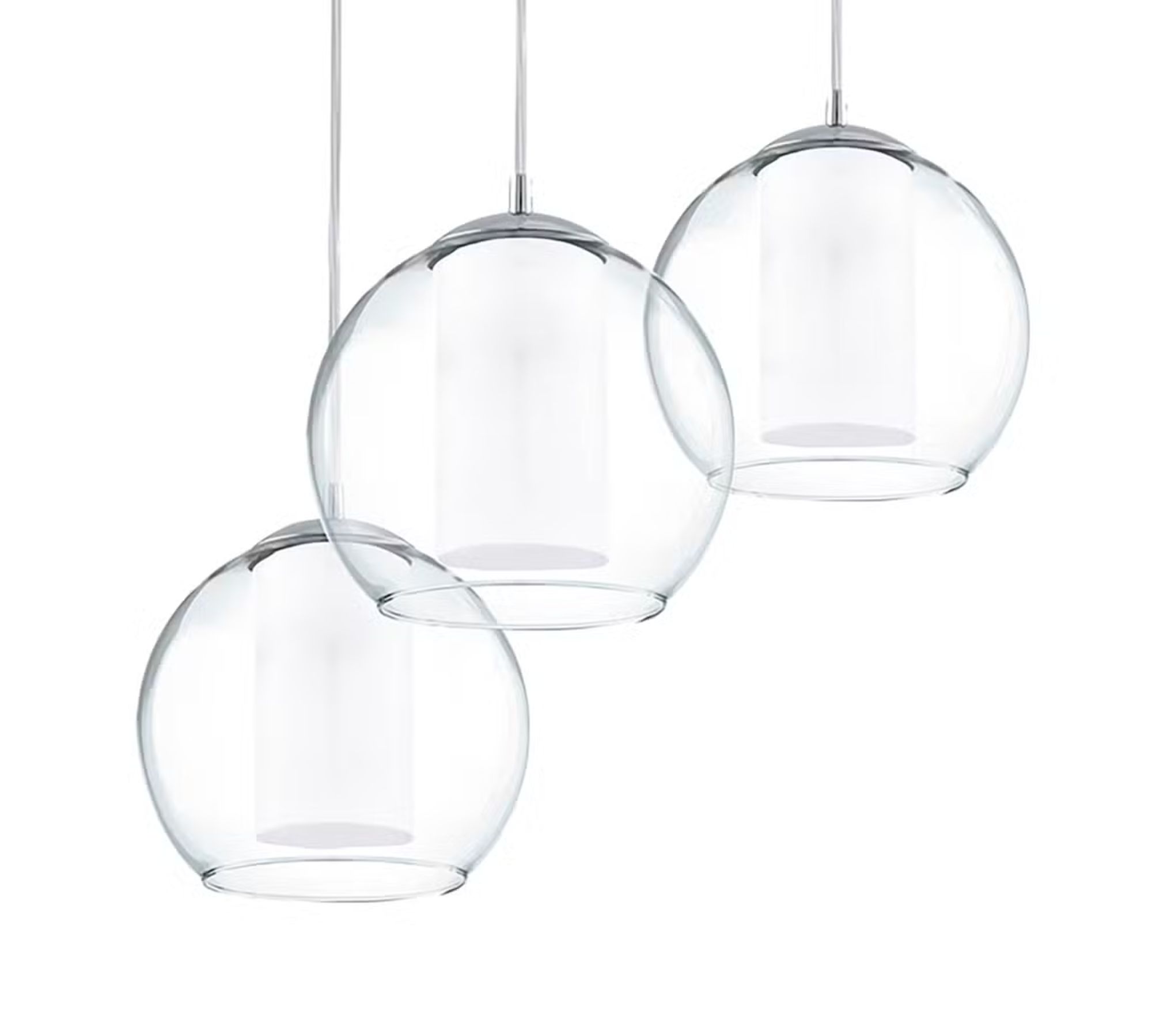 Pendant lamp Bolsano II Glass / Steel 3-light