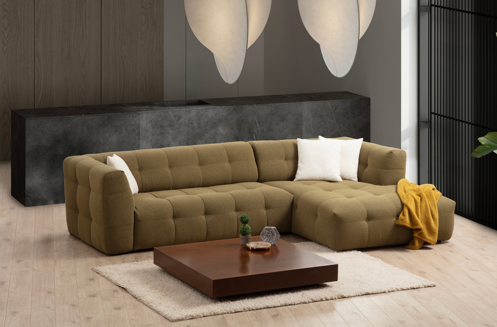 Cady Sofa Chaise Lounge Right Khaki