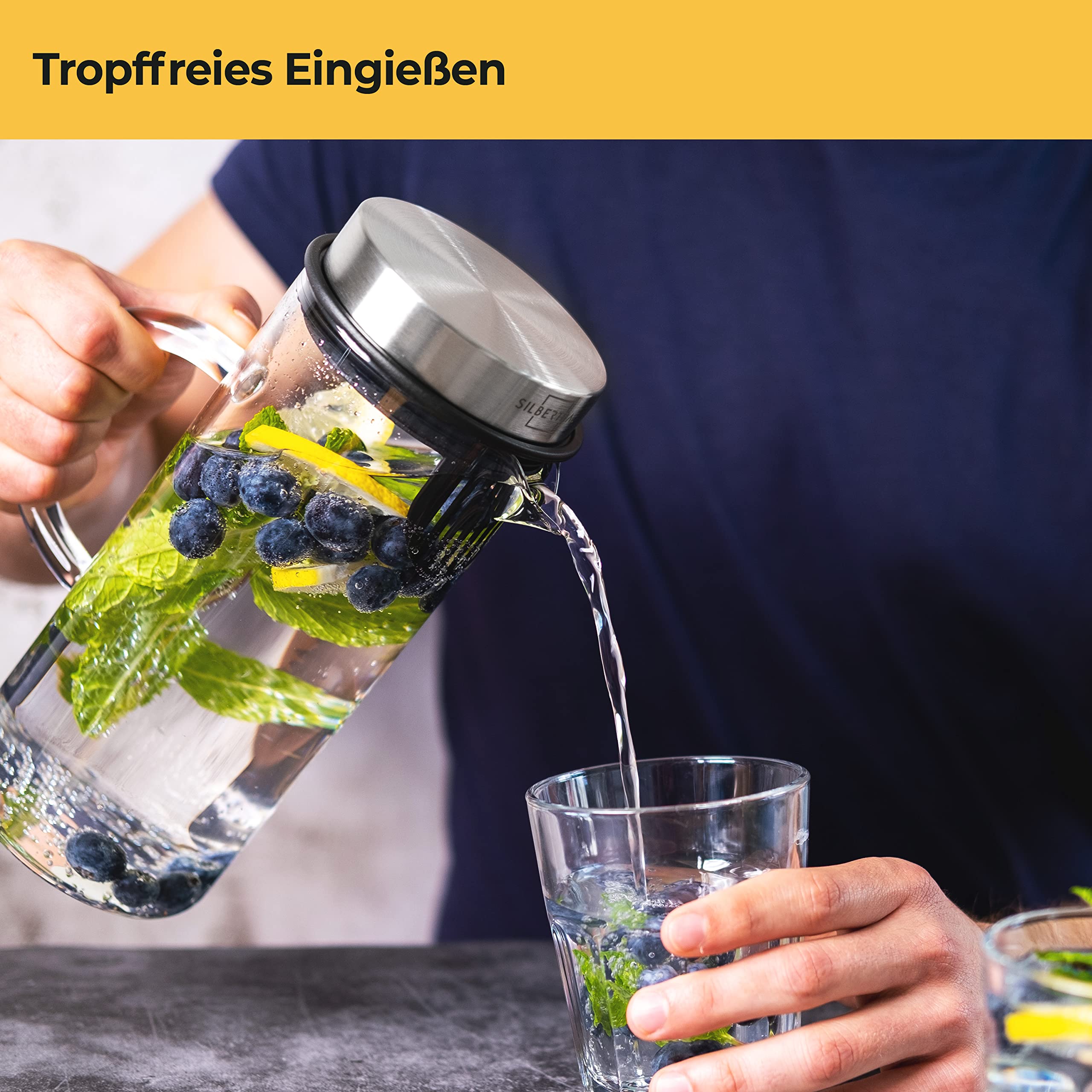 Glaskaraffe mit Frucheinsatz 1 Liter