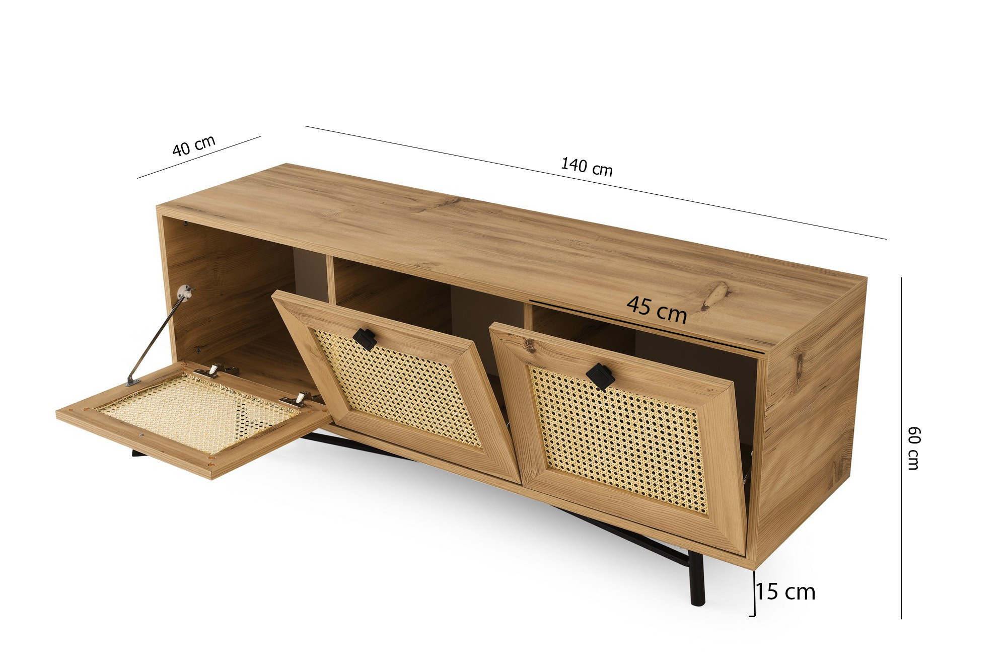 Alcazar 140 Lowboard Holz Eiche Schwarz