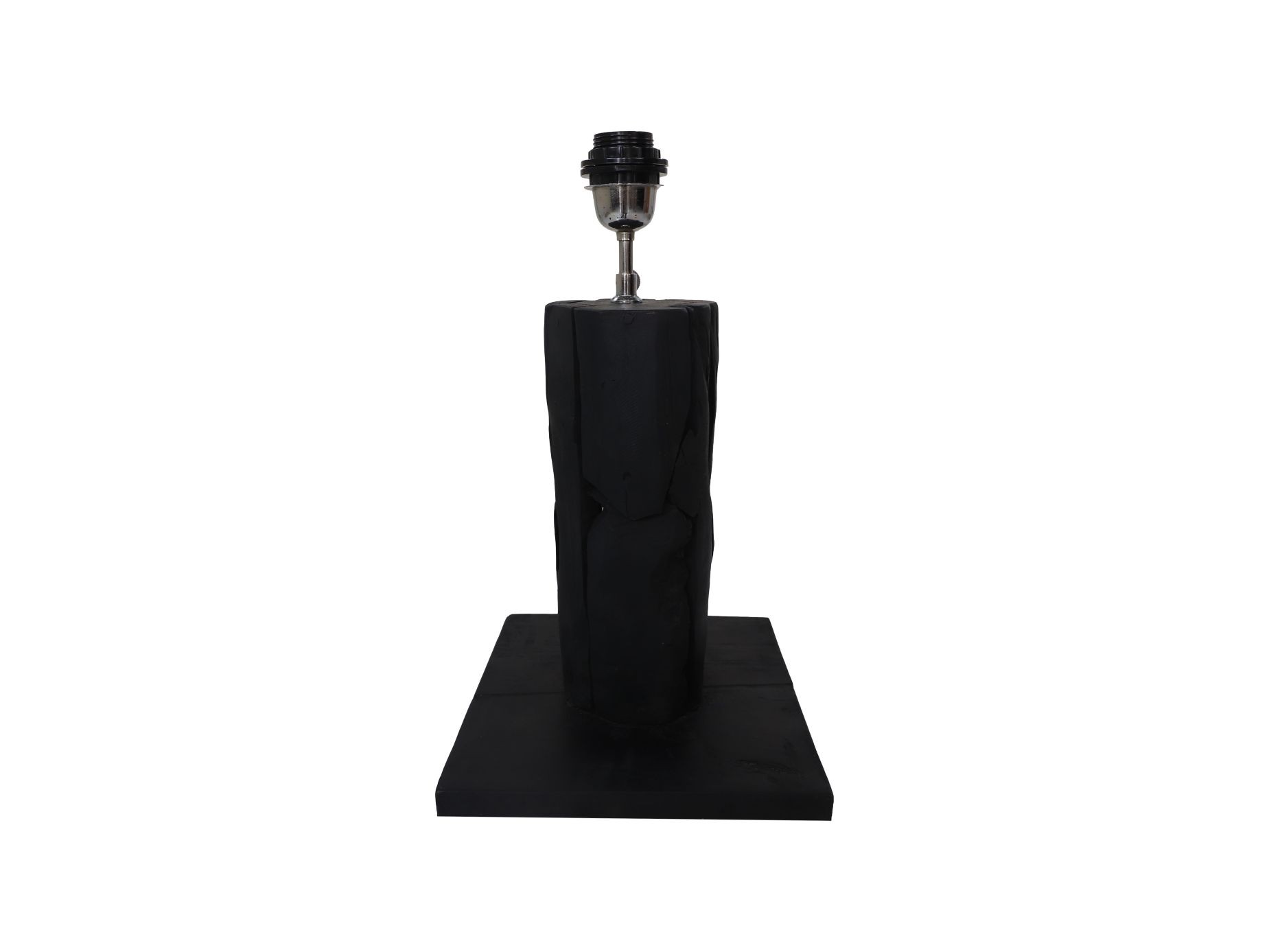 Runde Tischlampe Teakholz Schwarz