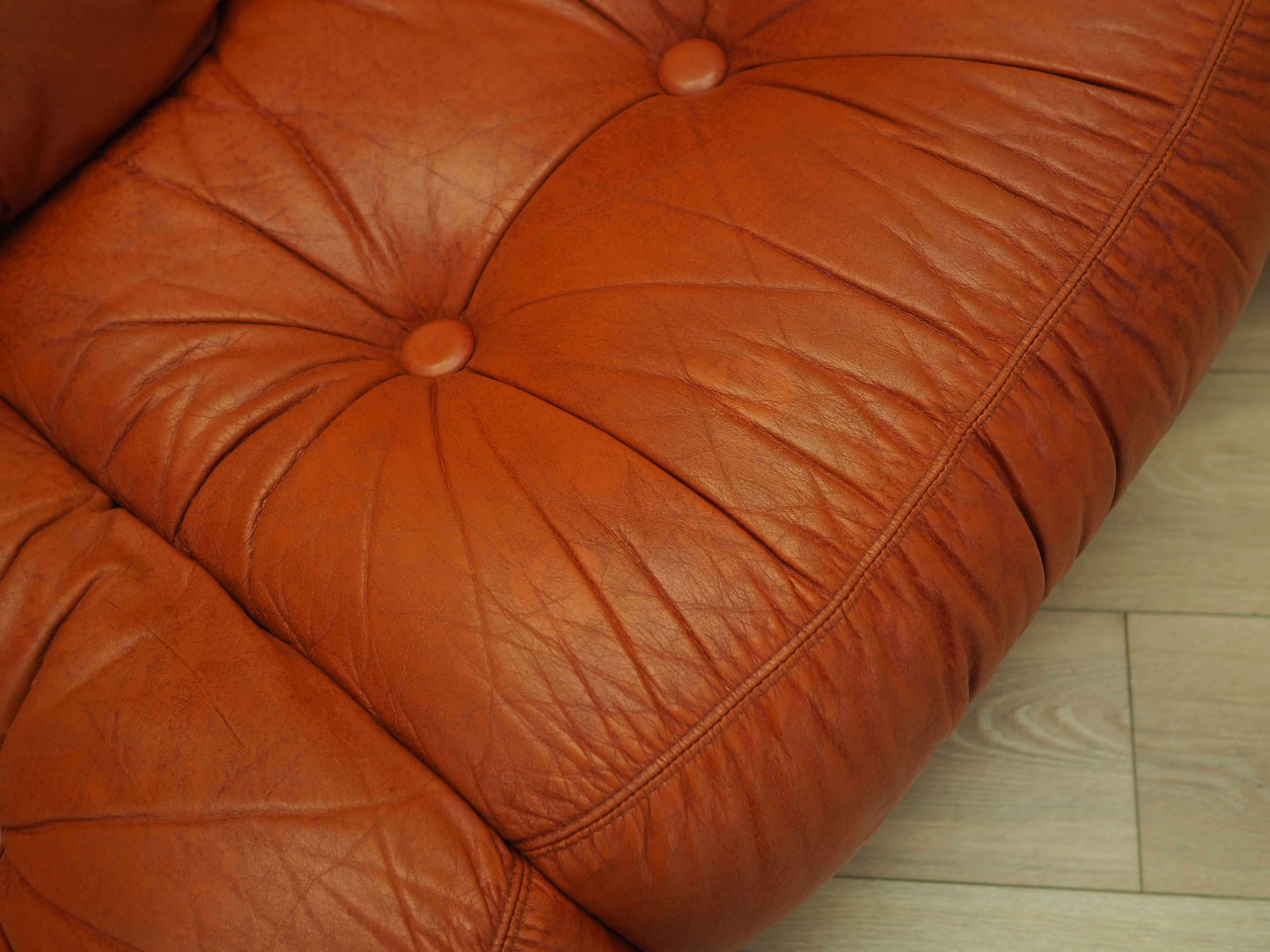 Sofa Leder Rot 1970er Jahre