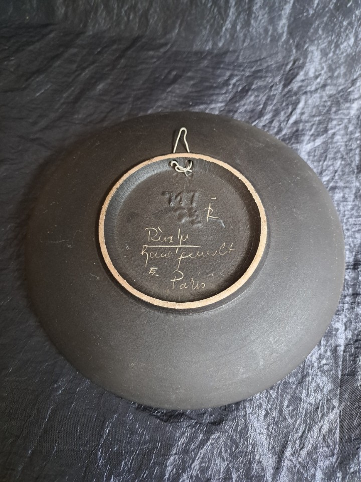 Vintage Wandteller Keramik Mehrfarbig 1950er Jahre