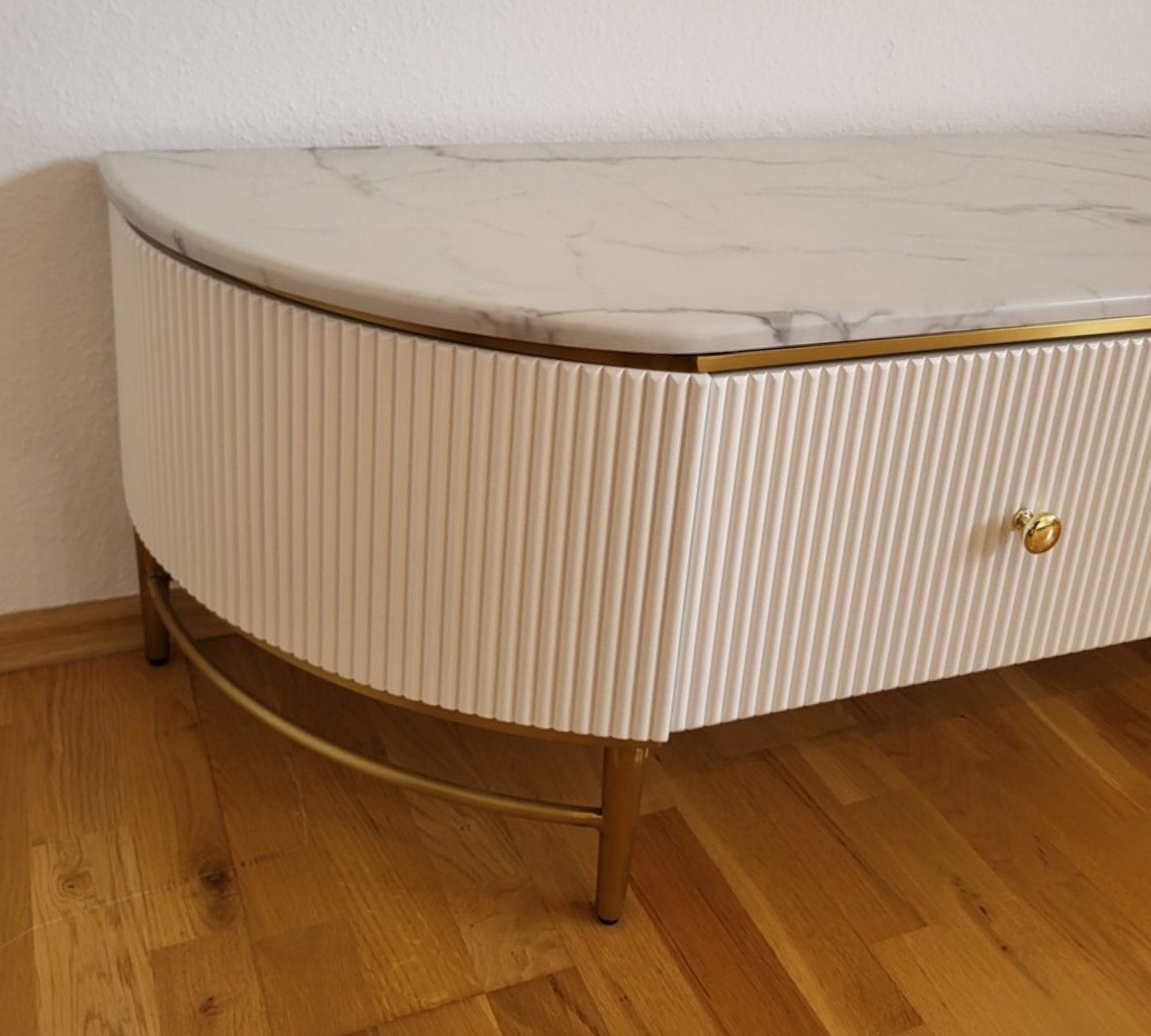 Lowboard Marmor Holz Weiß