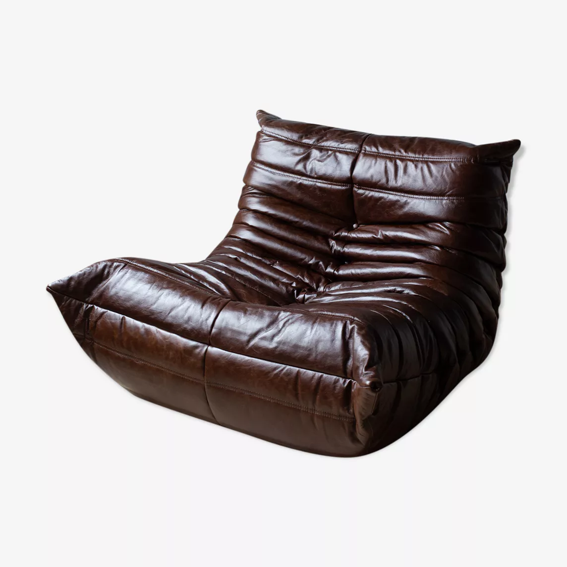 Togo Armchair High Gloss Leather Dark Brown