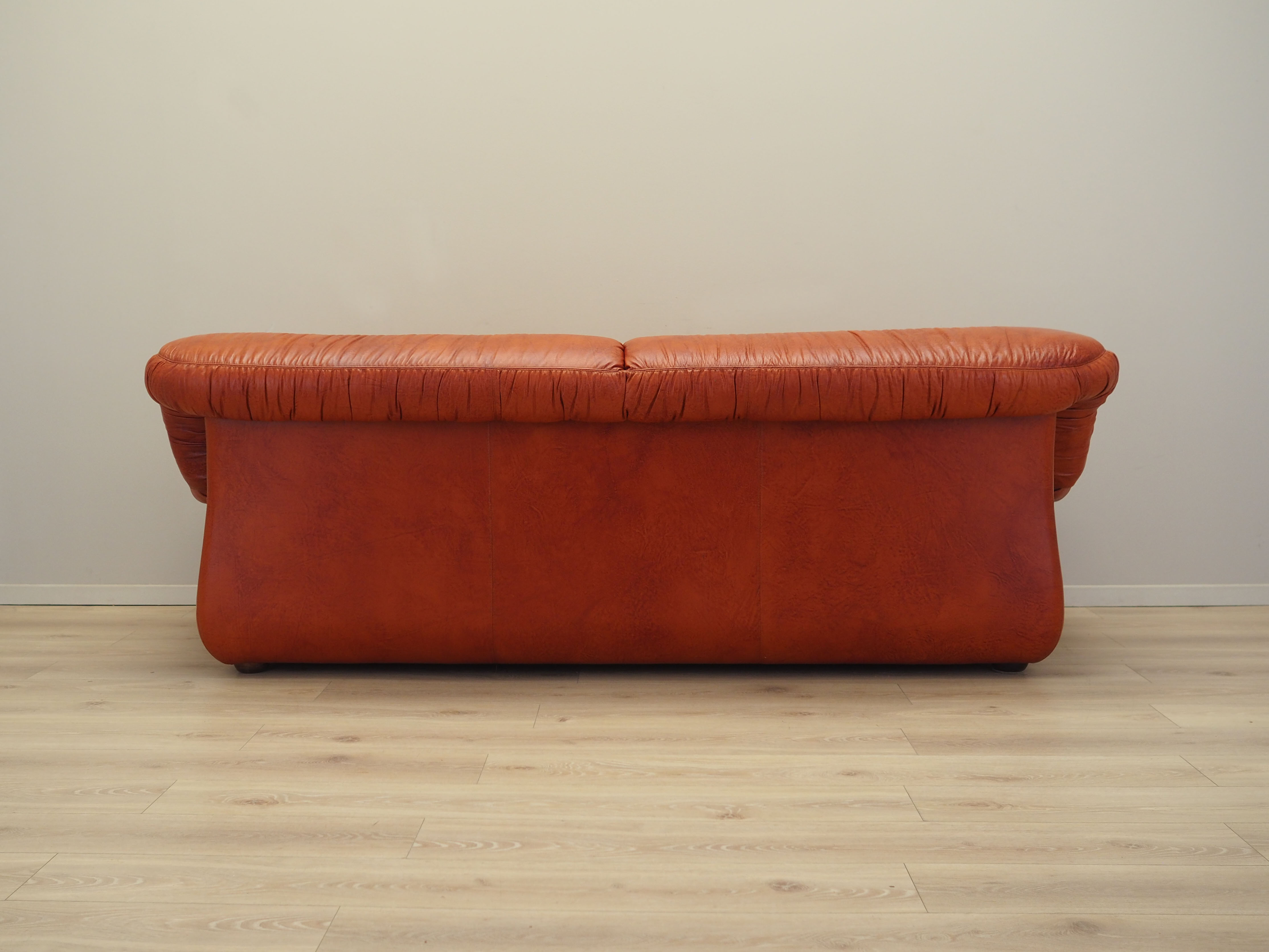 Sofa Leder Rot 1970er Jahre