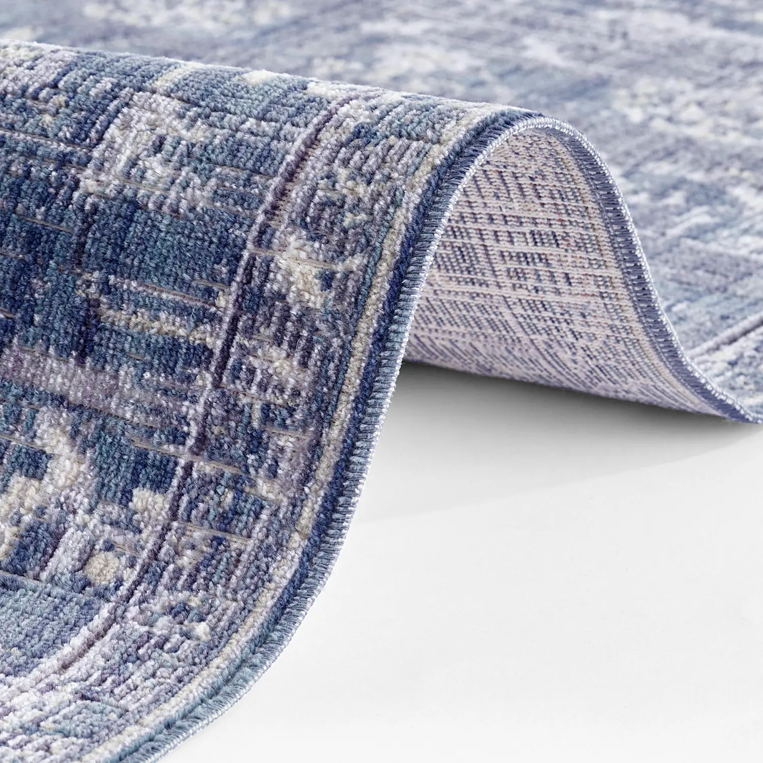 Alexandria In - und Outdoor Teppich Blau Weiß