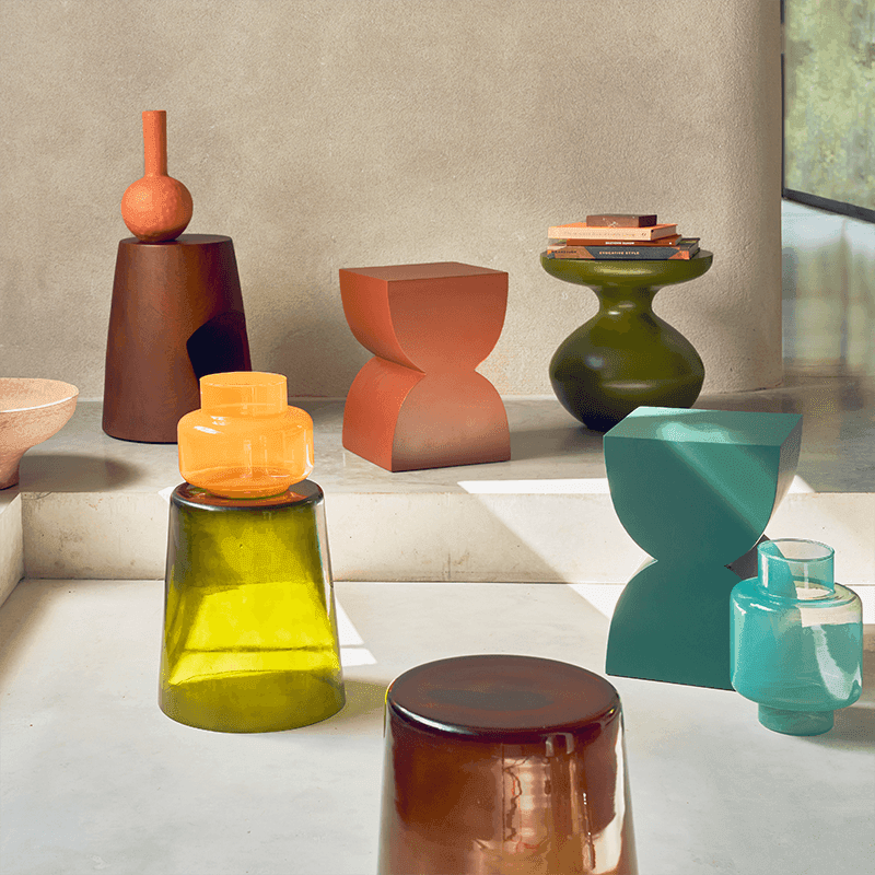 Kai Side Tables Glass Cacao Brown