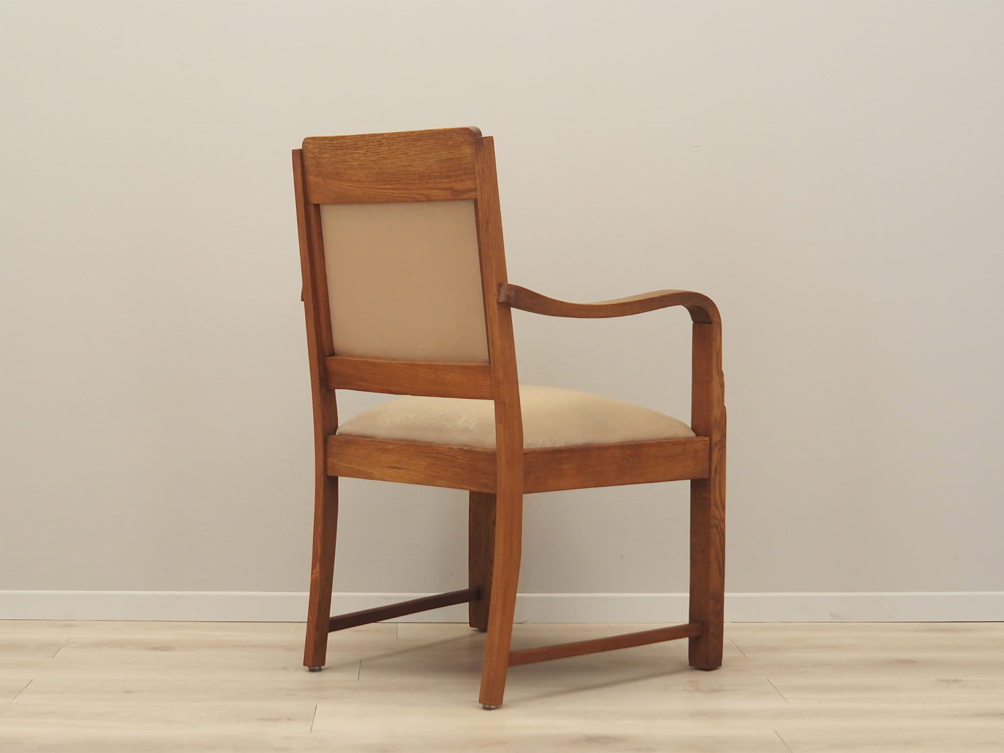 Vintage Armchair Oak Velvet Brown 1950s