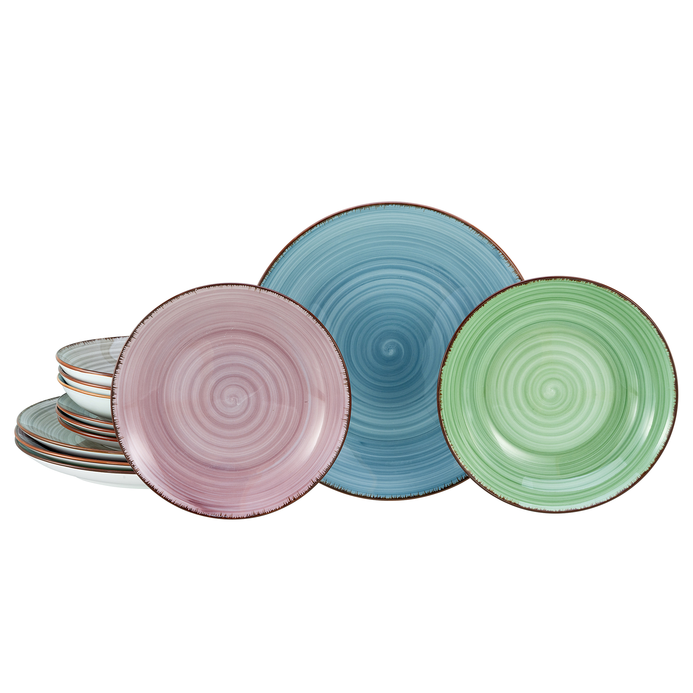 12-Teilig Samba Tellerset Mehrfarbig Porzellan