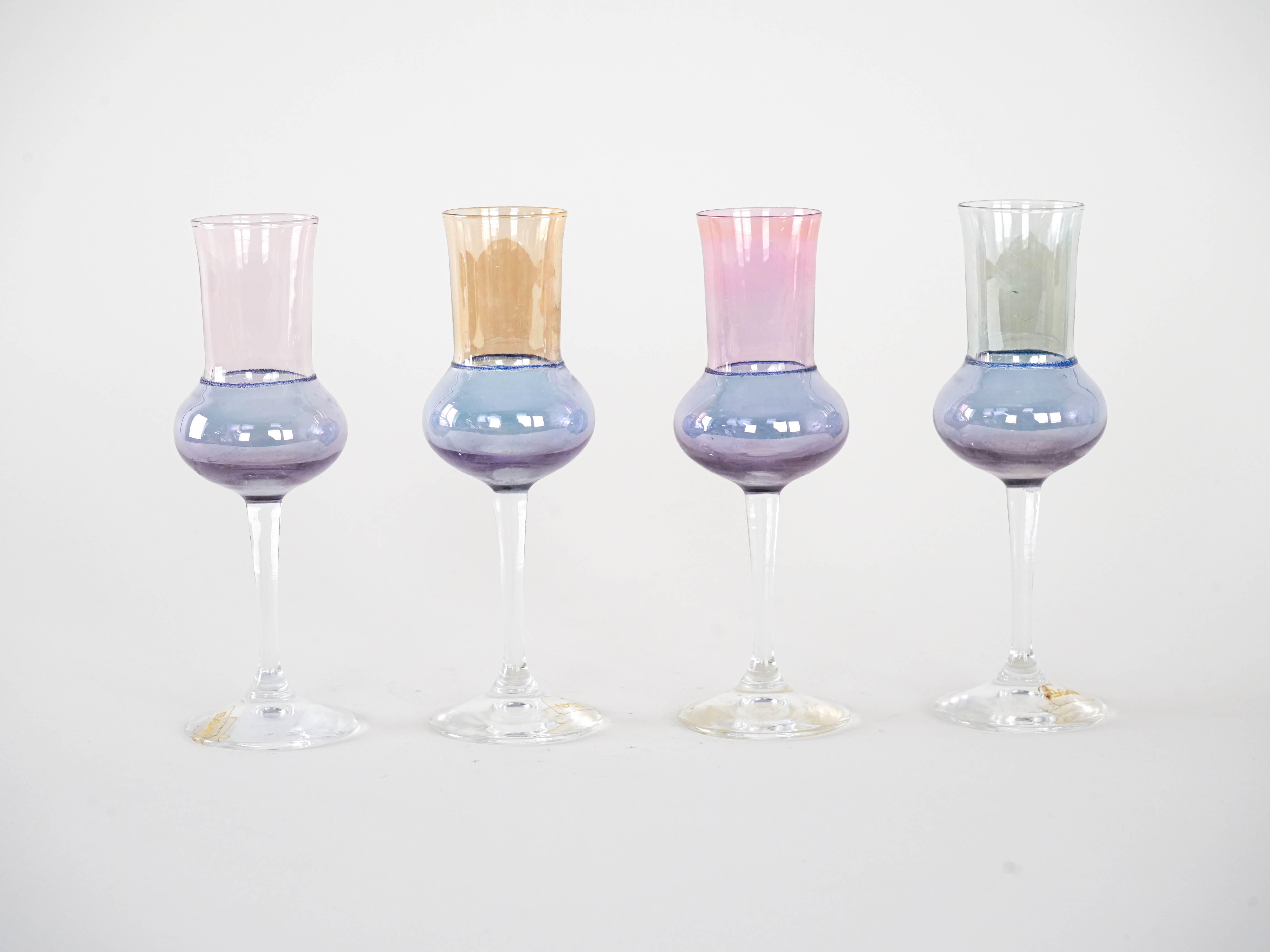 Glass set pastel colors 1970s