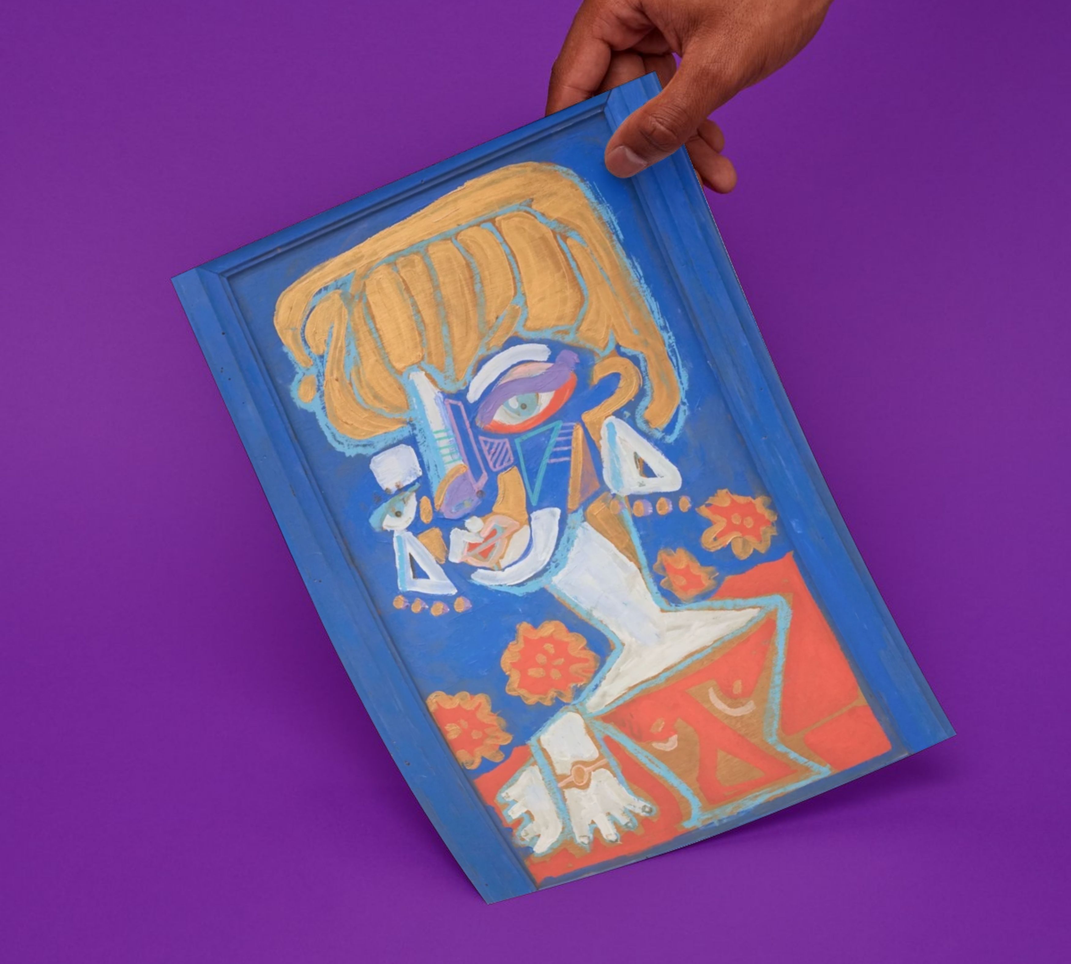 Anna with flowers Kunstdruck Mehrfarbig