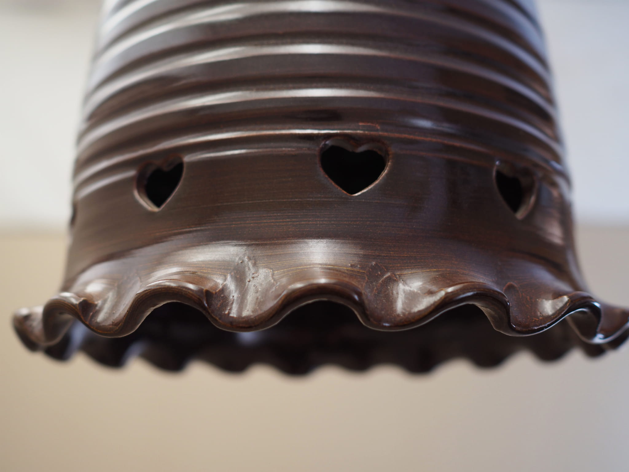 Vintage Pendant Lamp Ceramic Brown 1960s