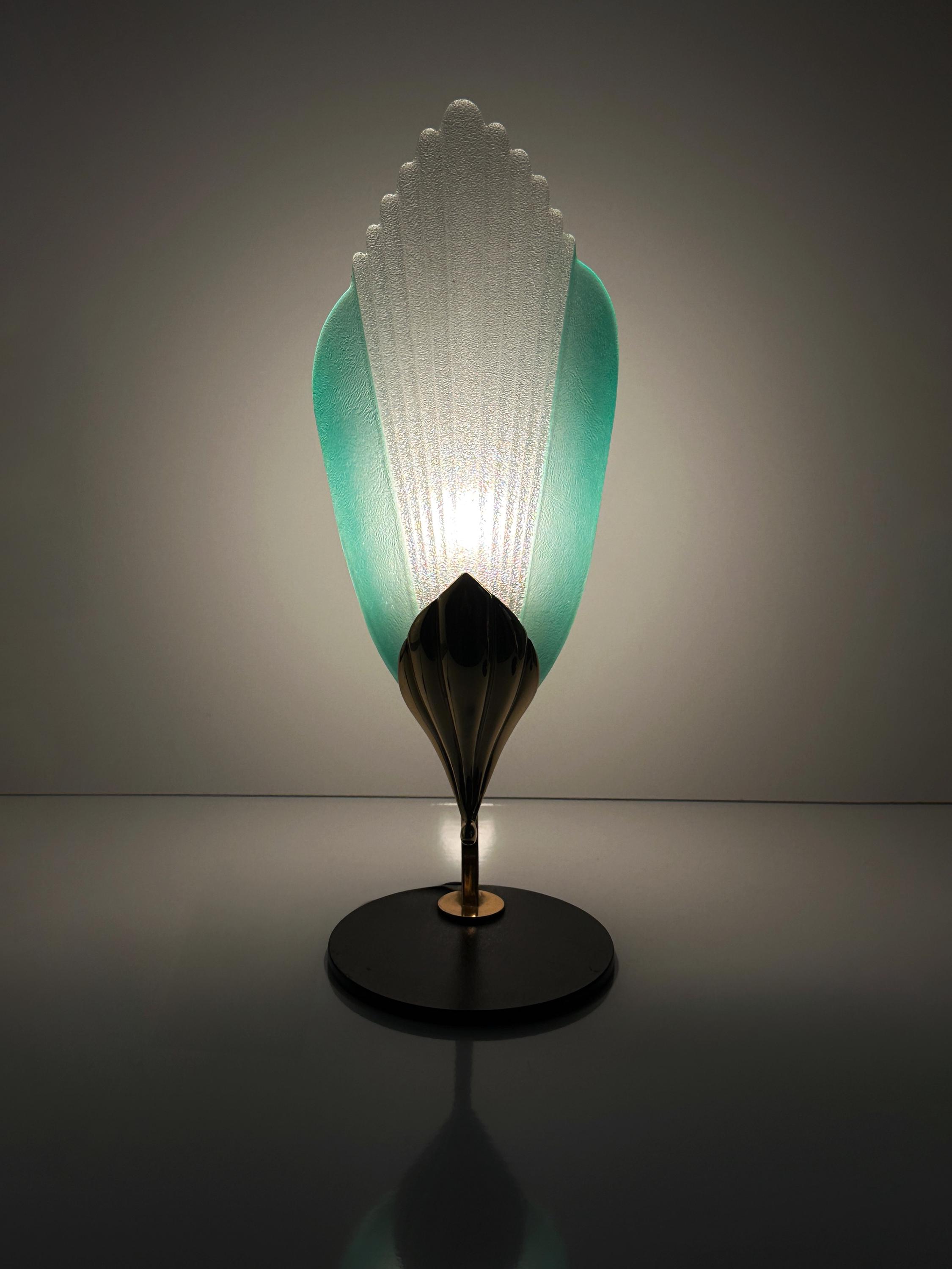 2x Vintage table lamp glass brass 1980s