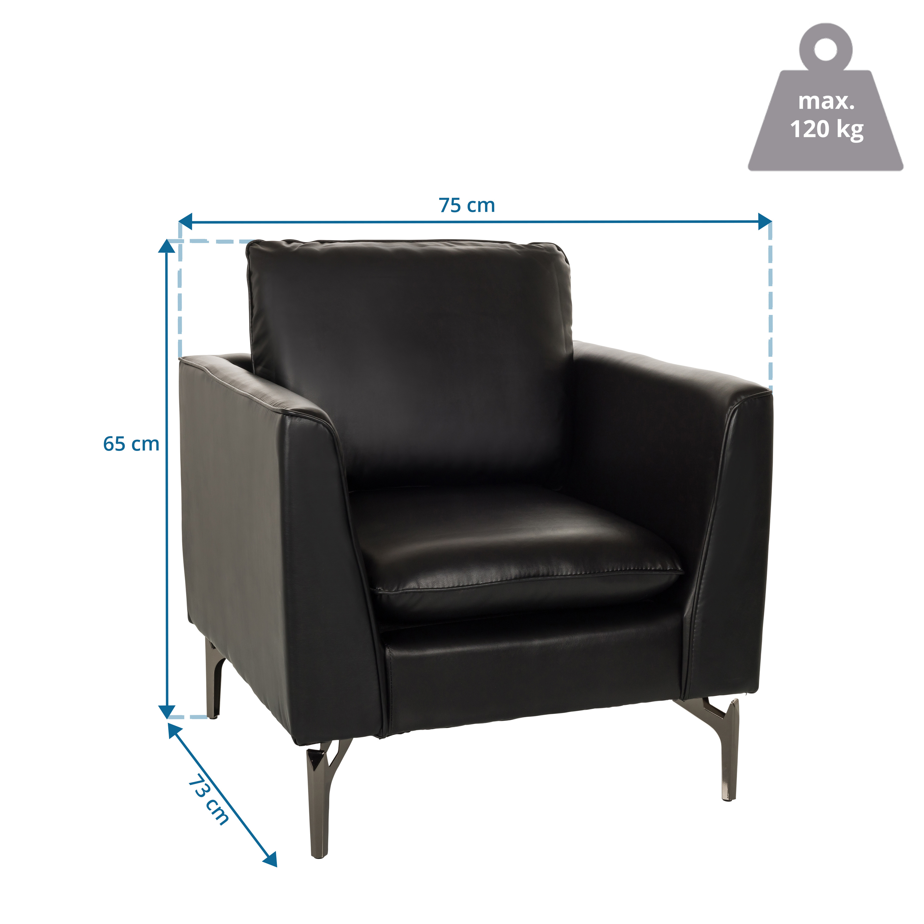 BAVERO Lounge Chair Faux Leather Black