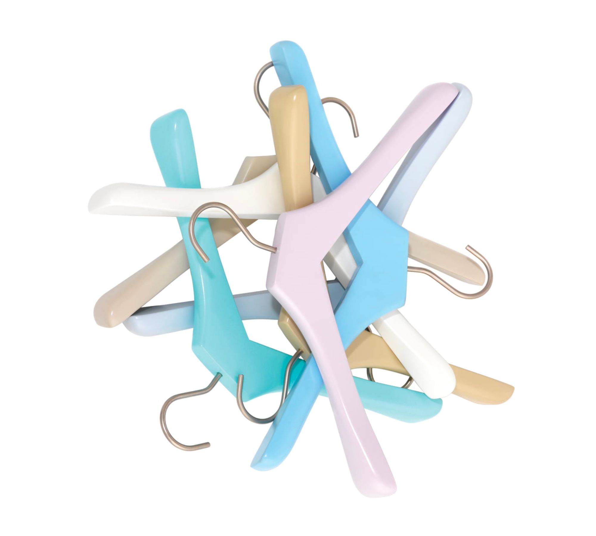 0112.Kleiderbügel Holz Metall Blau