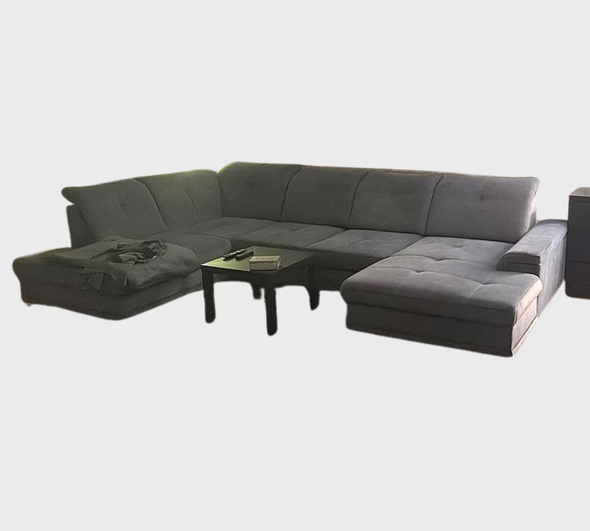 Ecksofa mit Schlaffunktion und Bettkasten Grau