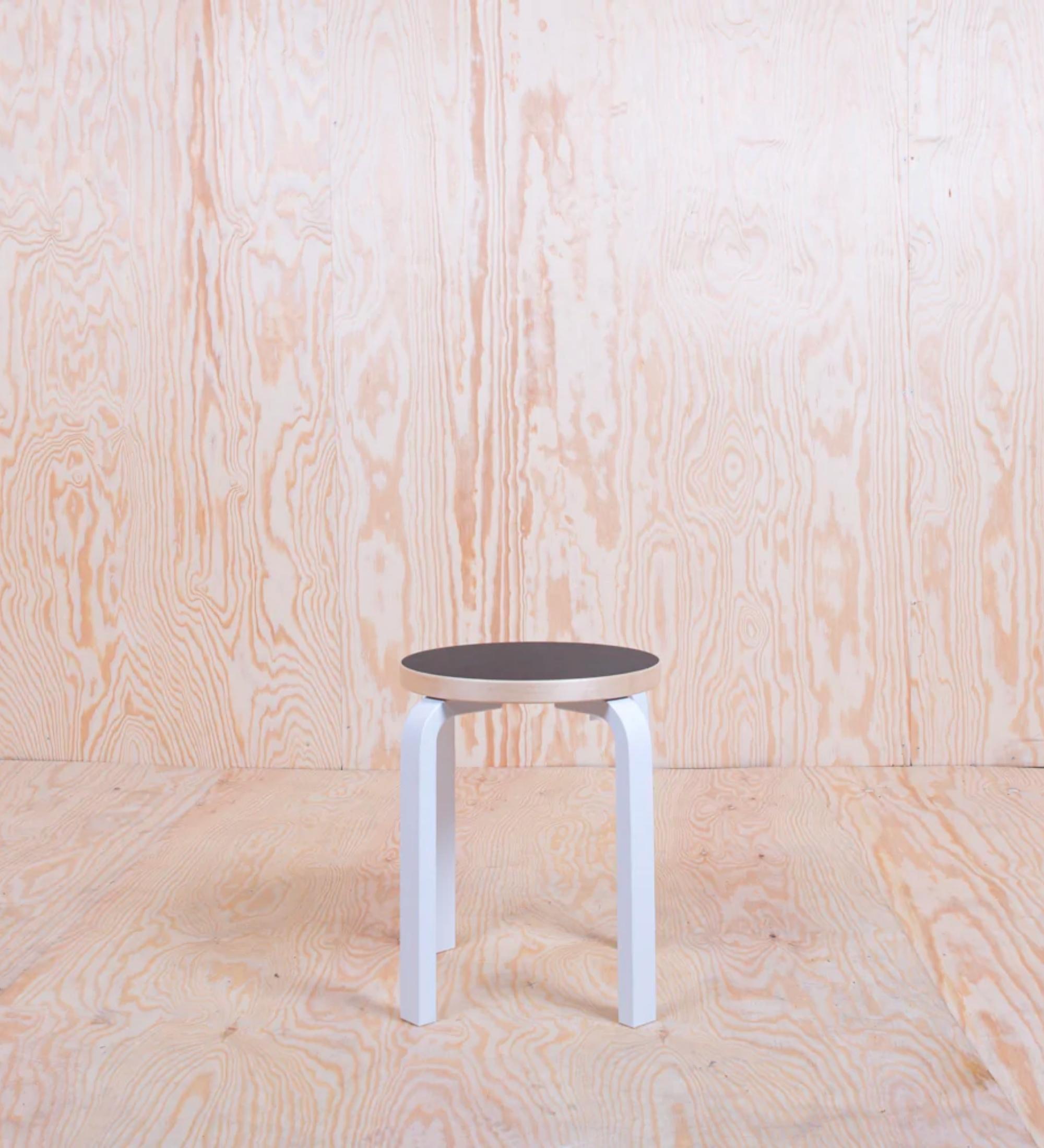 Hocker 60 Birke lackiert Weiß / Anthrazit
