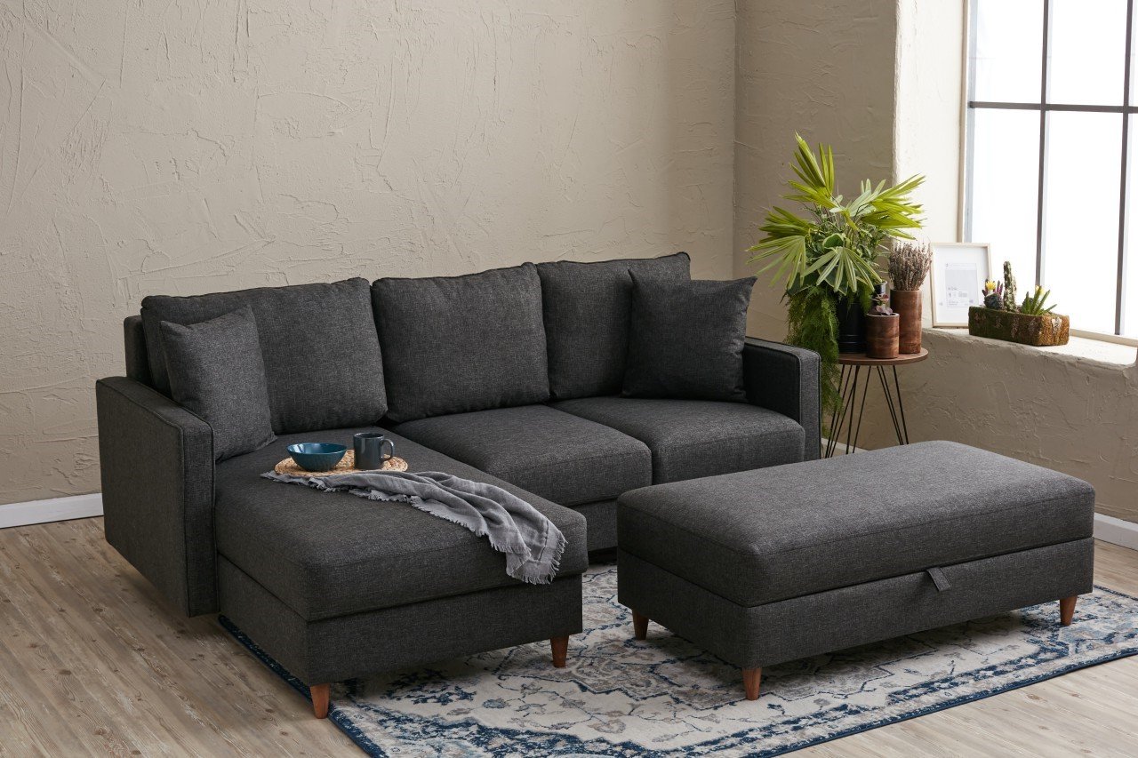 Sofa Récamiere Links Textil Anthrazit