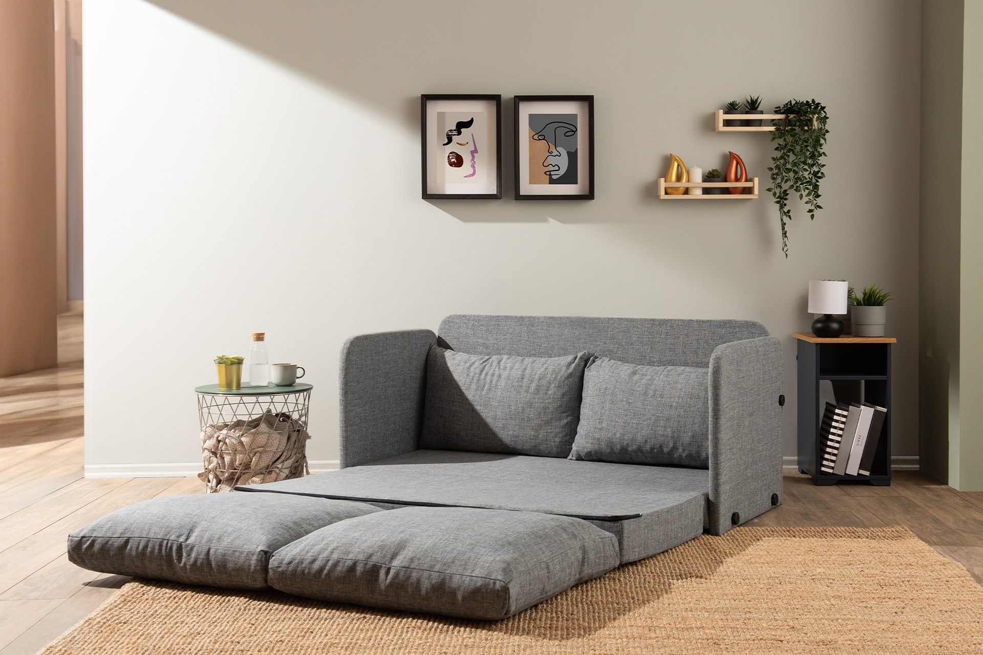 Saga Xl Sofa bed 2-seater light grey