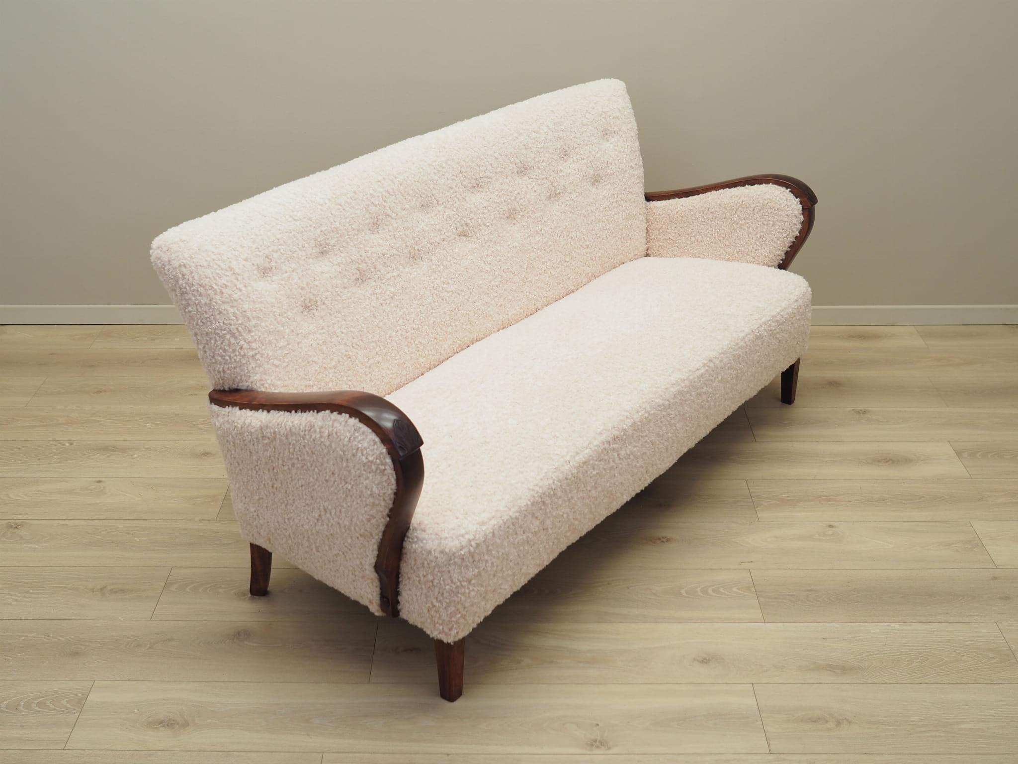 Vintage Sofa Beech wood Beige Fabric 1960s