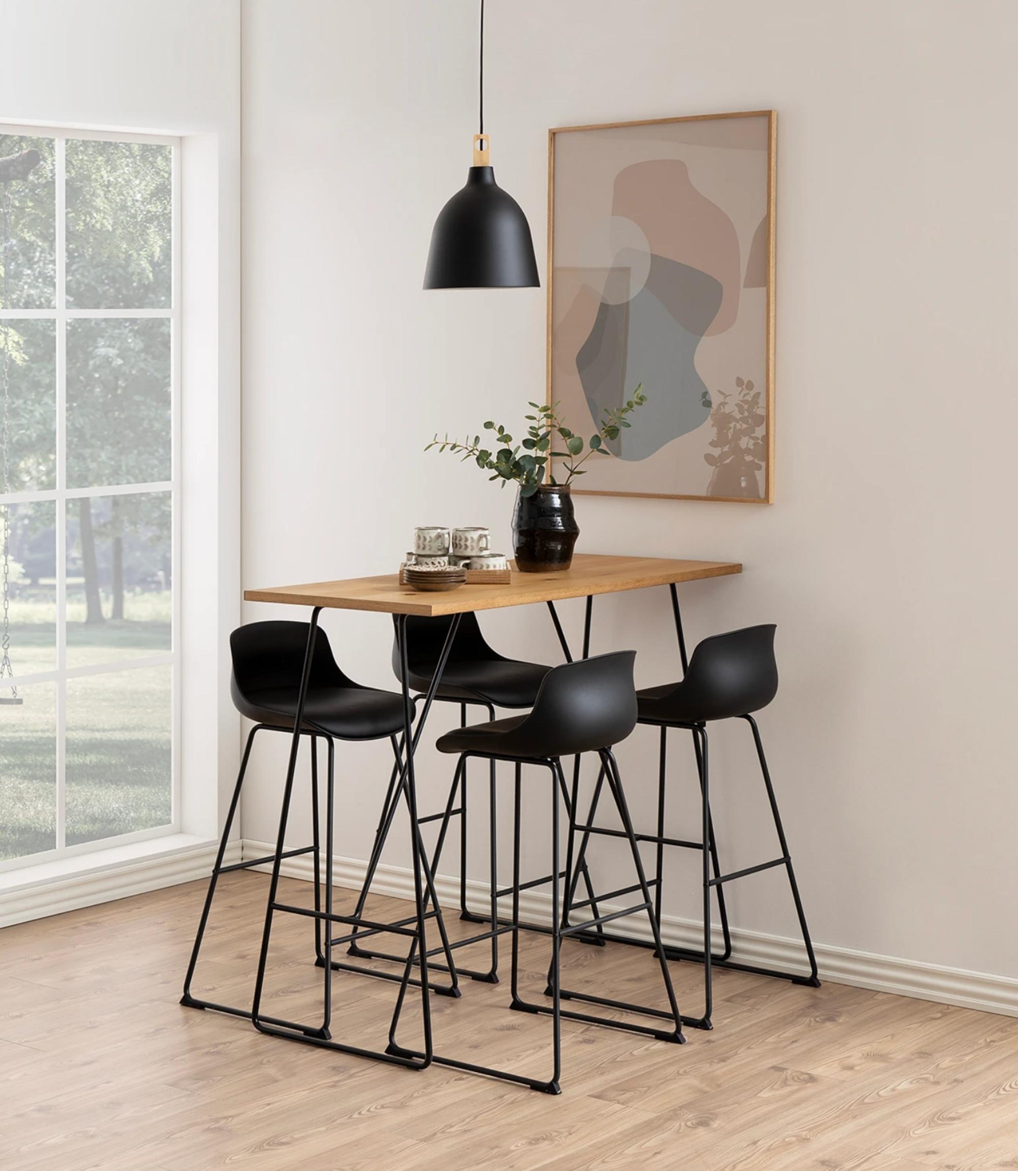 2x Bar stools Black Plastic Steel