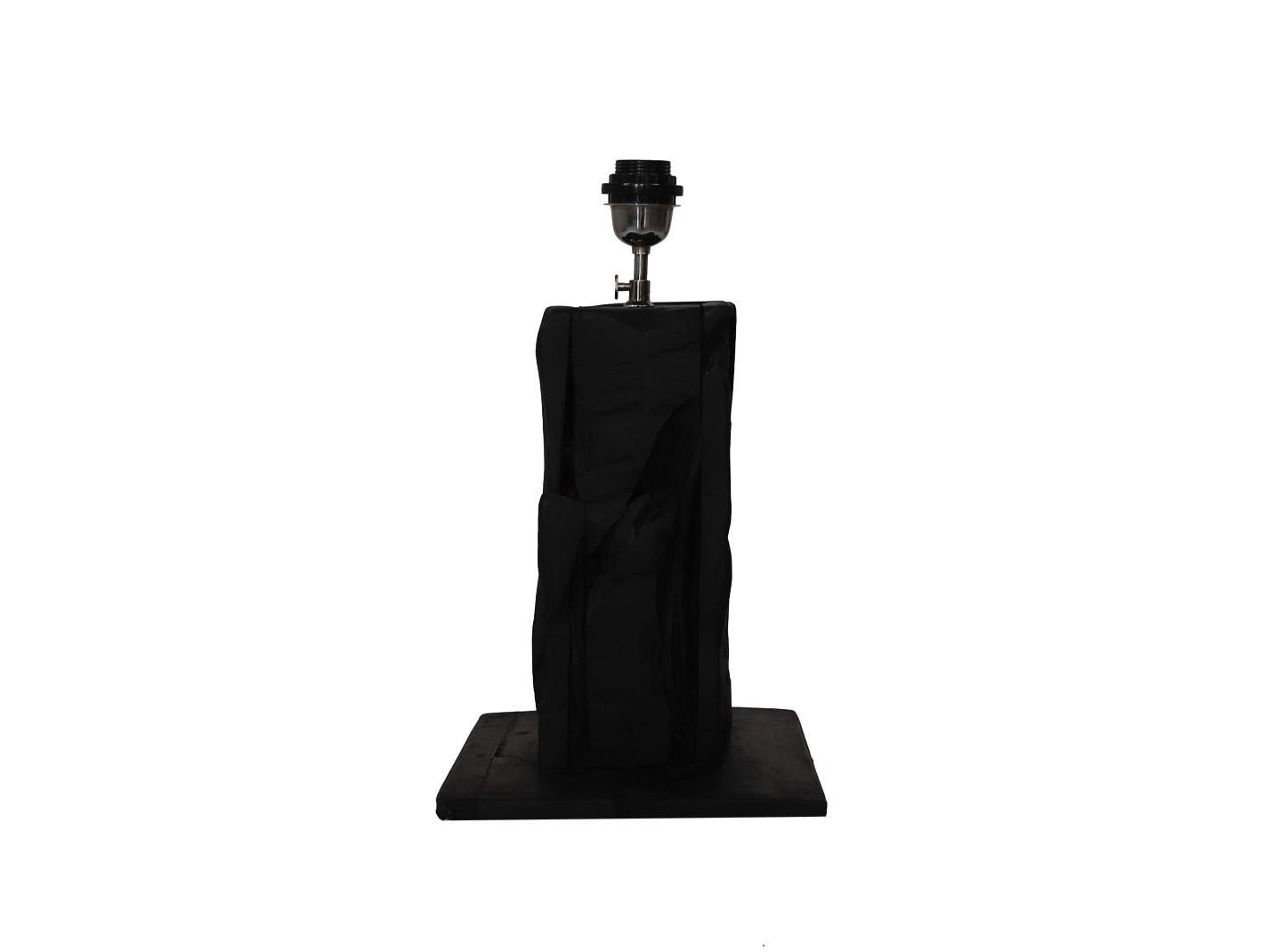 Viereckige Tischlampe Teakholz Schwarz