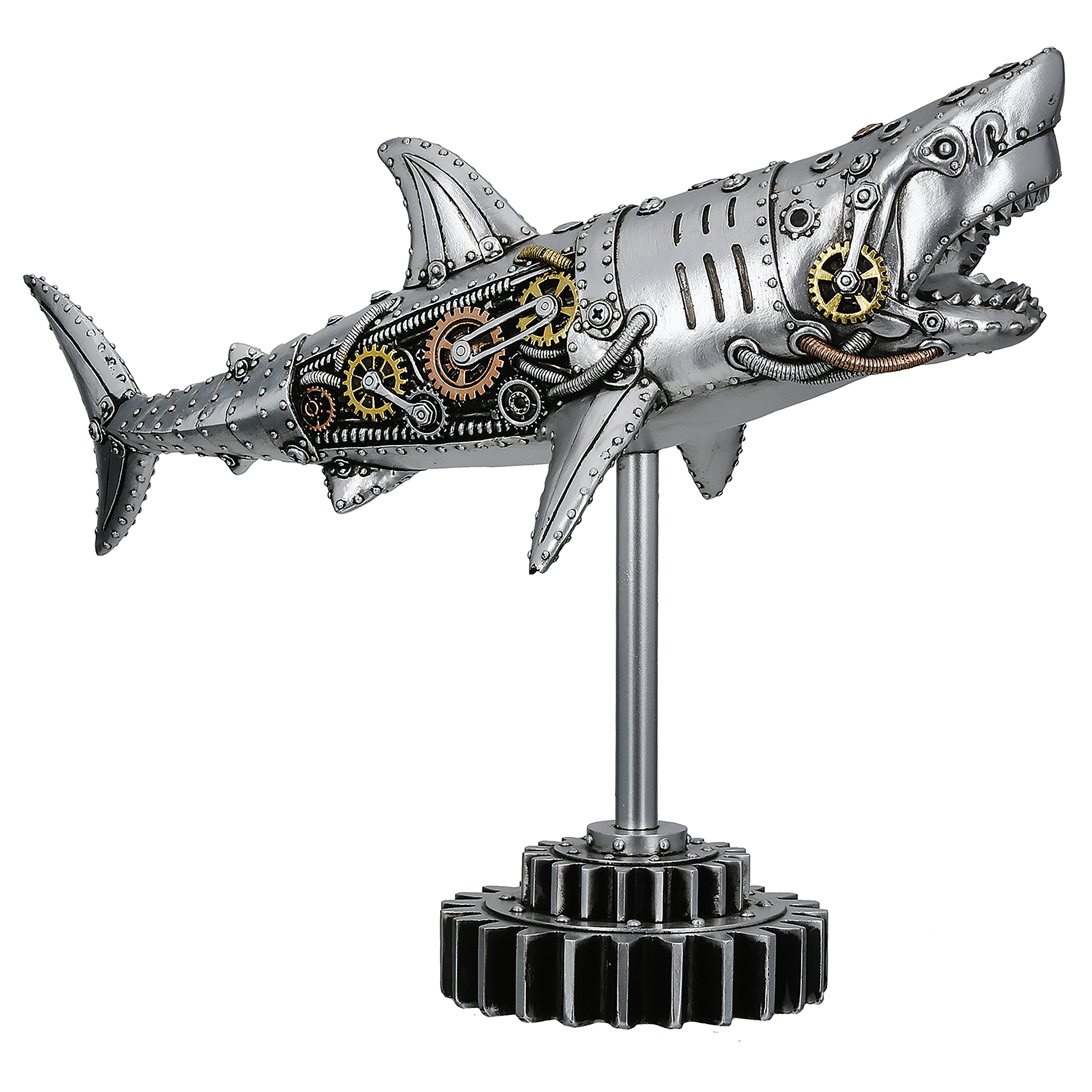 Figur Hai Steampunk Silber Kunstharz 38 x 29 x 12 cm
