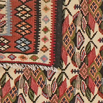Kilim Senneh Teppich Braun