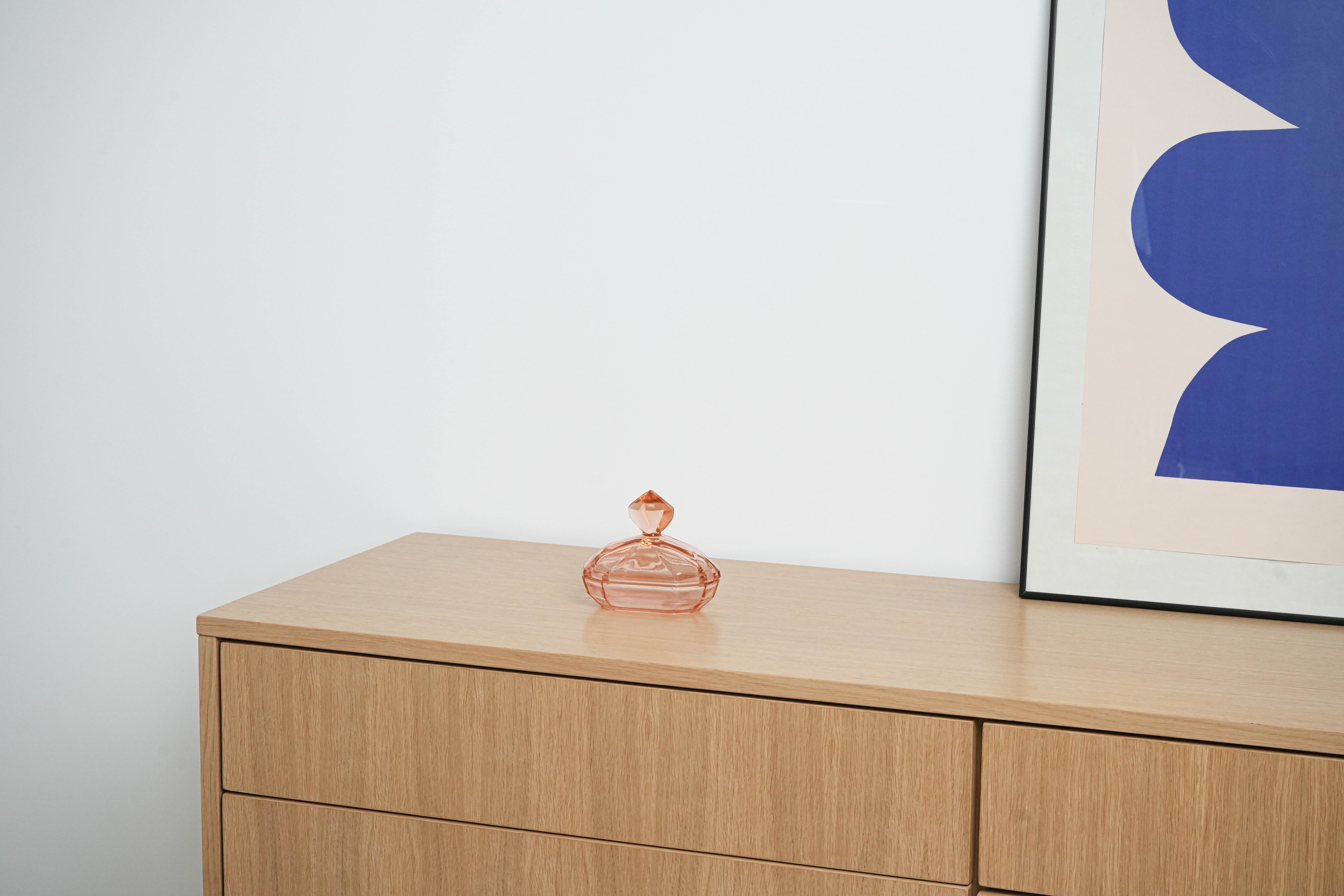 Art deco Butter dish Glass Pink 1930s