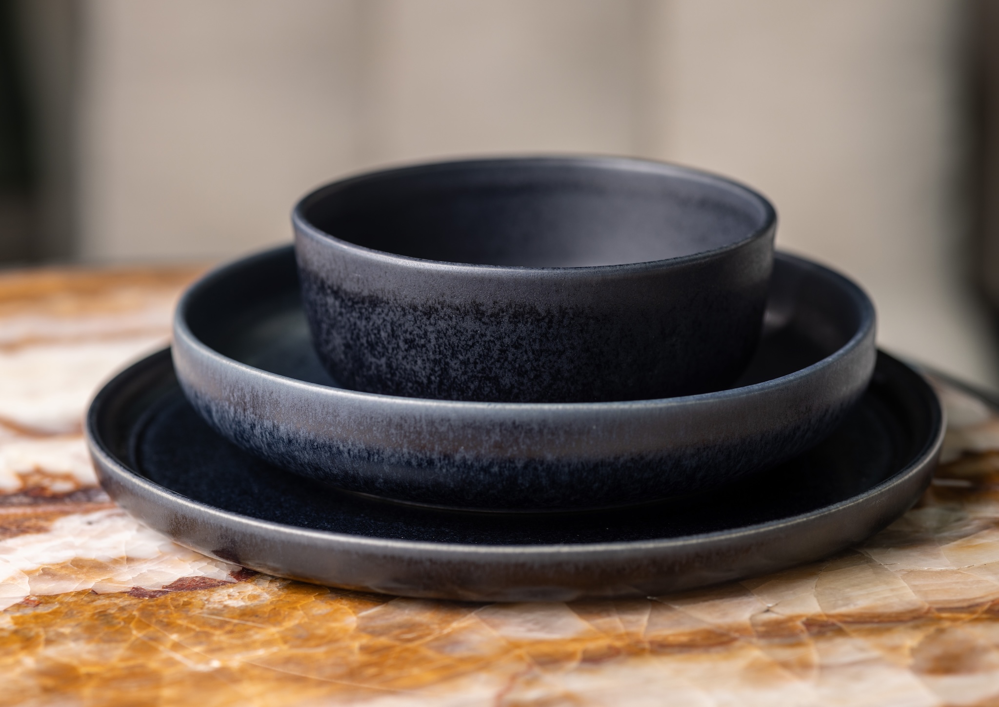 2x Speiseteller Keramik Midnight Blue 26,5 cm