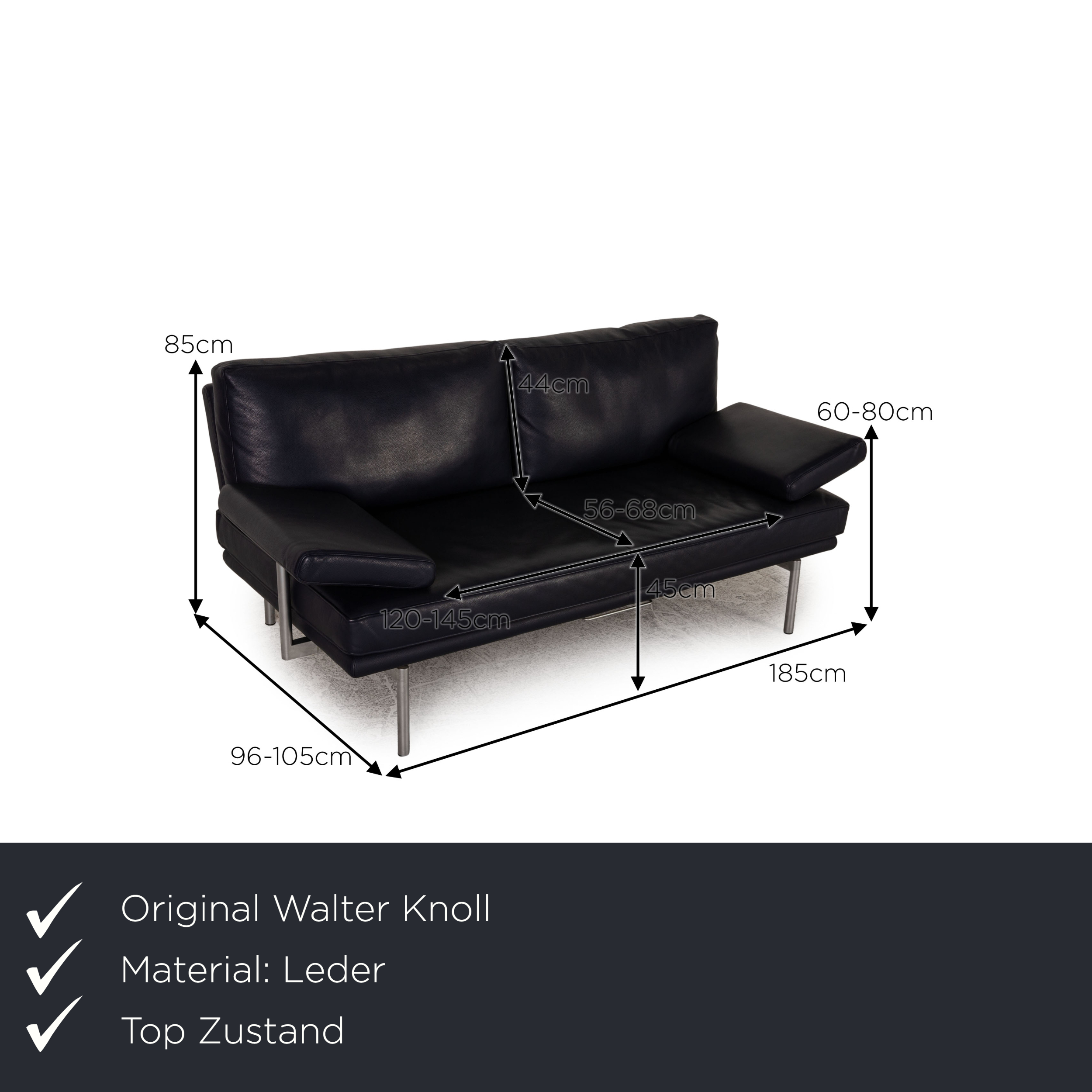 Living Platform Sofa 2-Sitzer Leder Dunkelblau