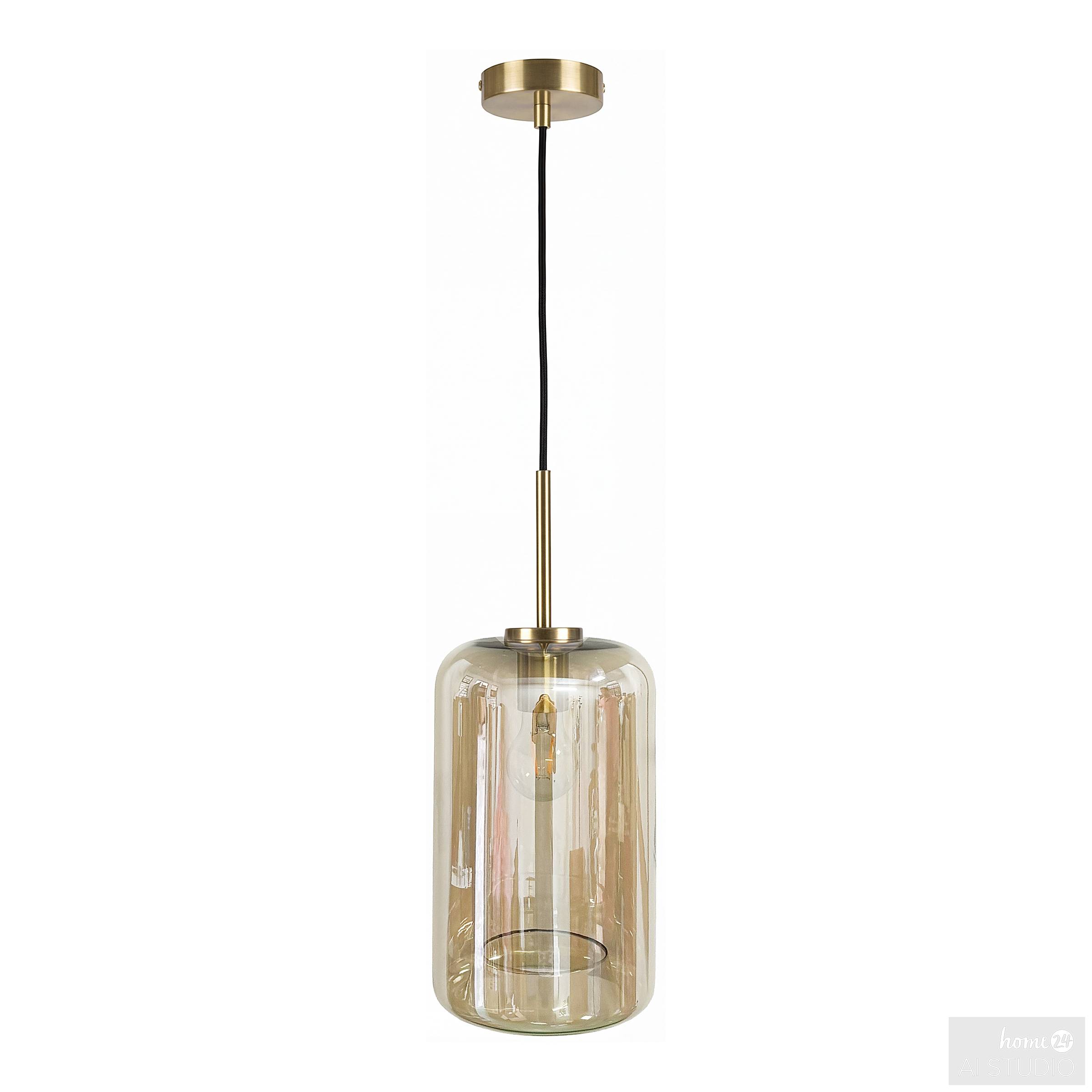 Zevro pendant light 1-bulb cylindrical shade colored glass iron